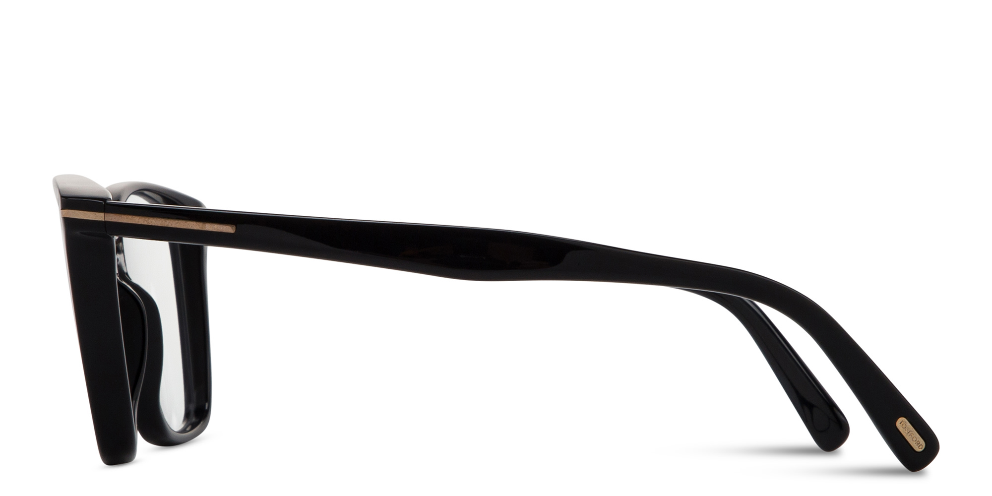 TOM FORD Logo Wide Cat-Eye Eyeglasses in Shiny Black – Product Photo 4