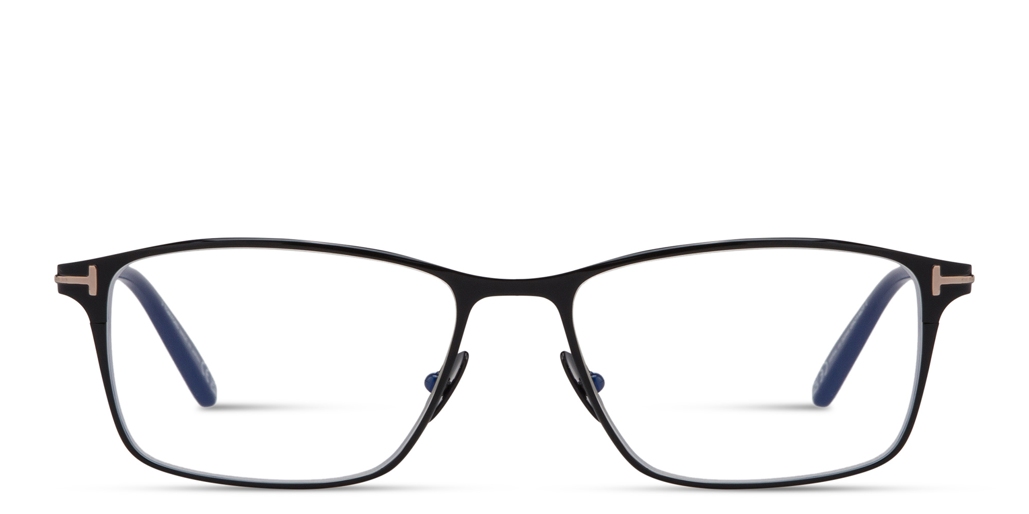 تسوق نظارات طبية مستطيلة بشعار العلامة توم فورد بلون أسود لامع أونلاين.