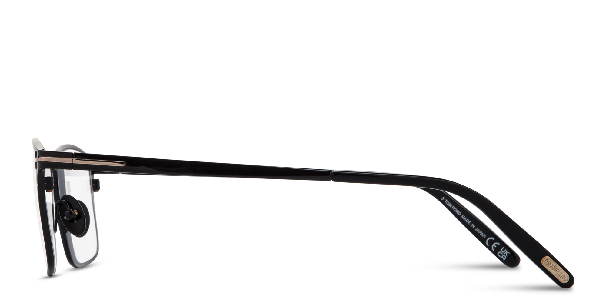 Shop TOM FORD Logo Rectangle Eyeglasses in Shiny Black online.