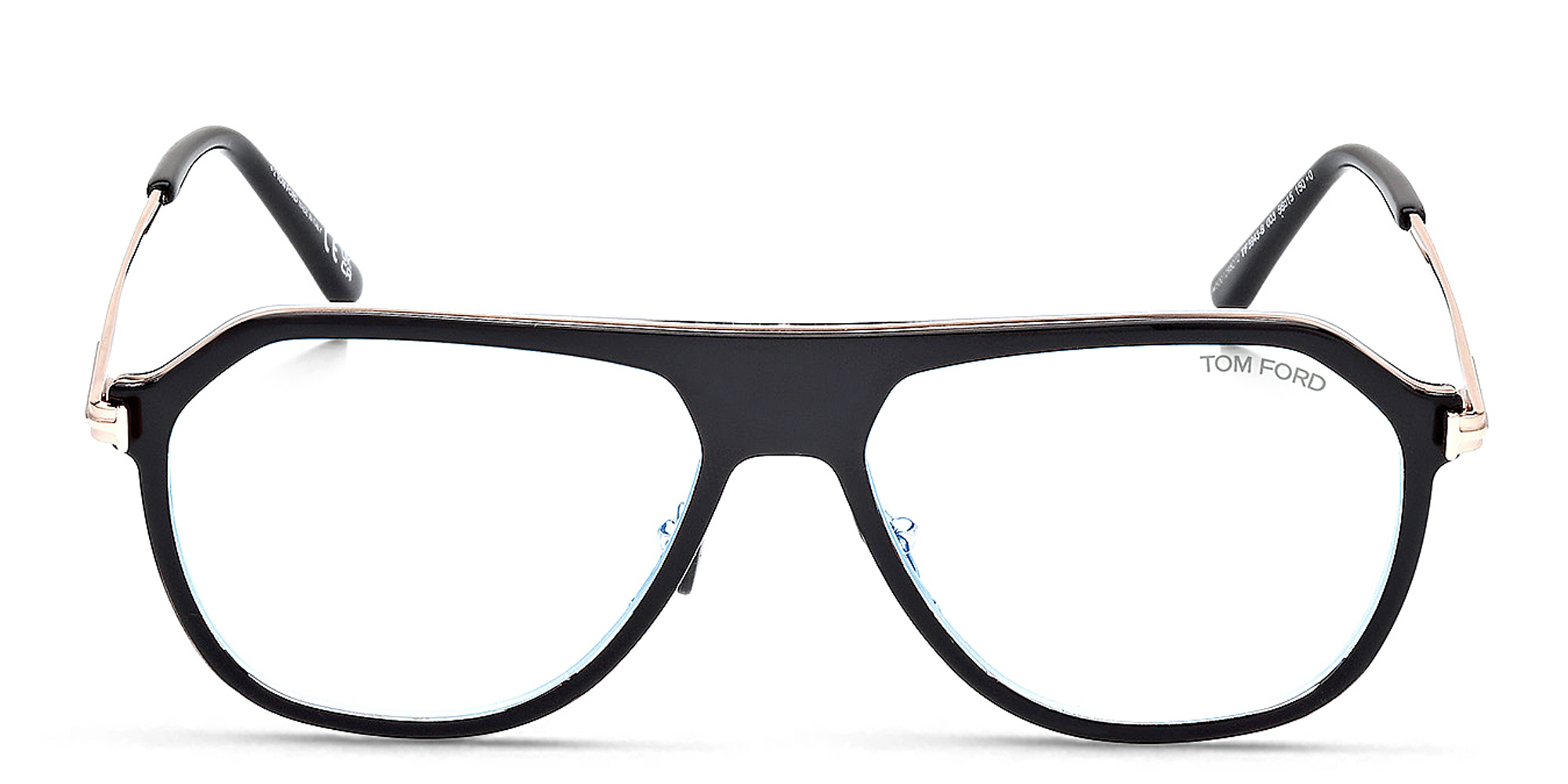 TOM FORD Logo Wide Pilot Eyeglasses in Black – Product Photo 1