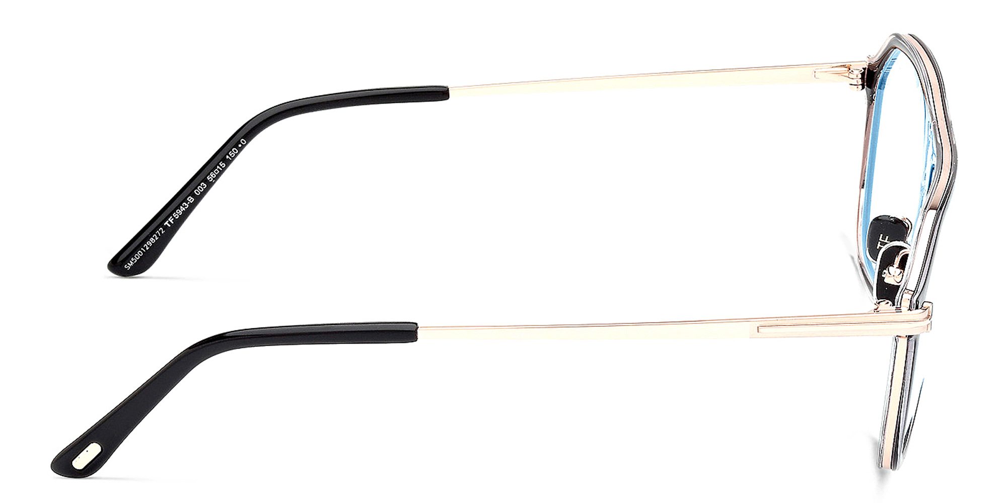 TOM FORD Logo Wide Pilot Eyeglasses in Black – Product Photo 3