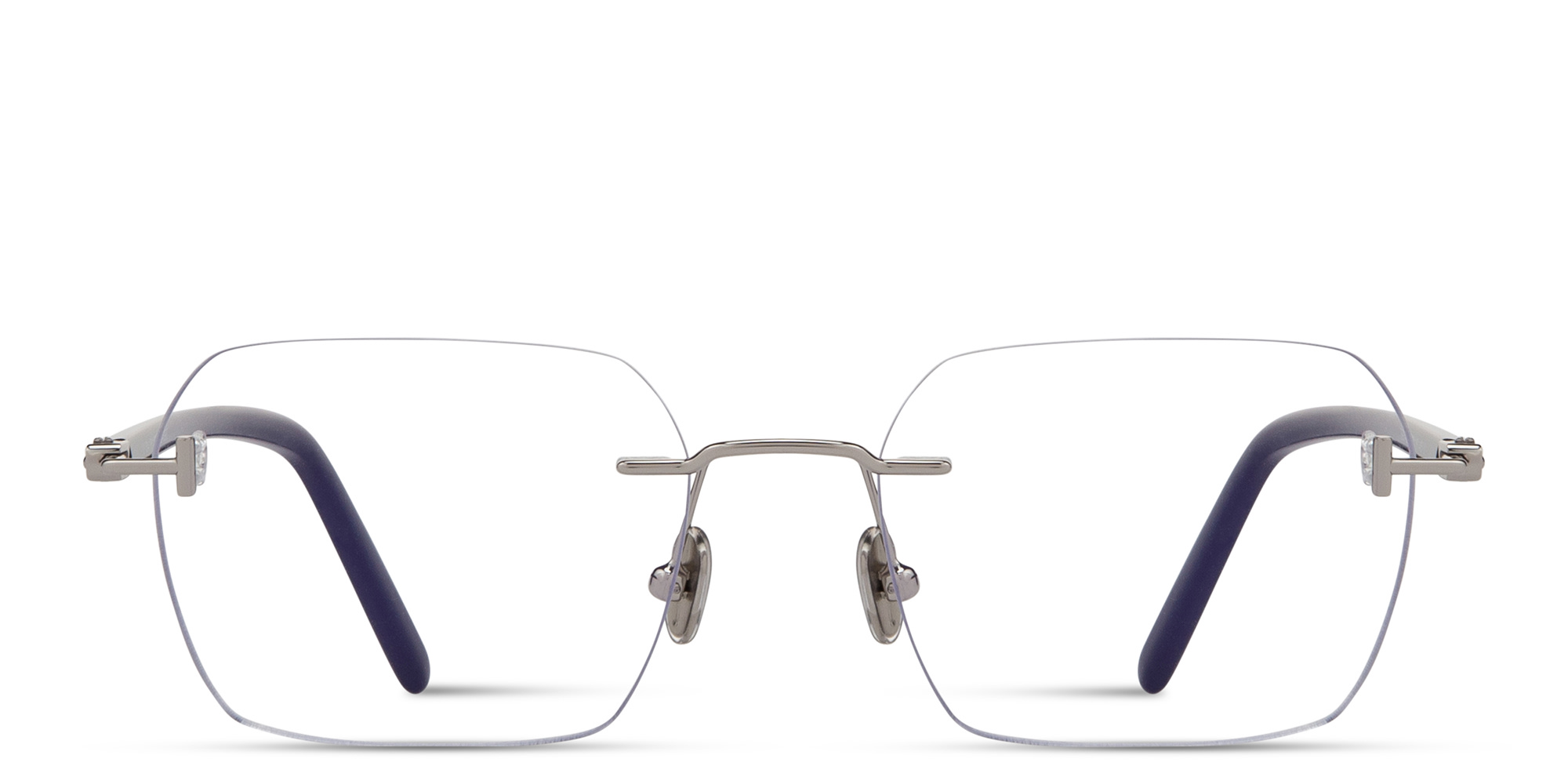 TOM FORD Logo Rimless Rectangle Eyeglasses in shiny palladium – Product Photo 1