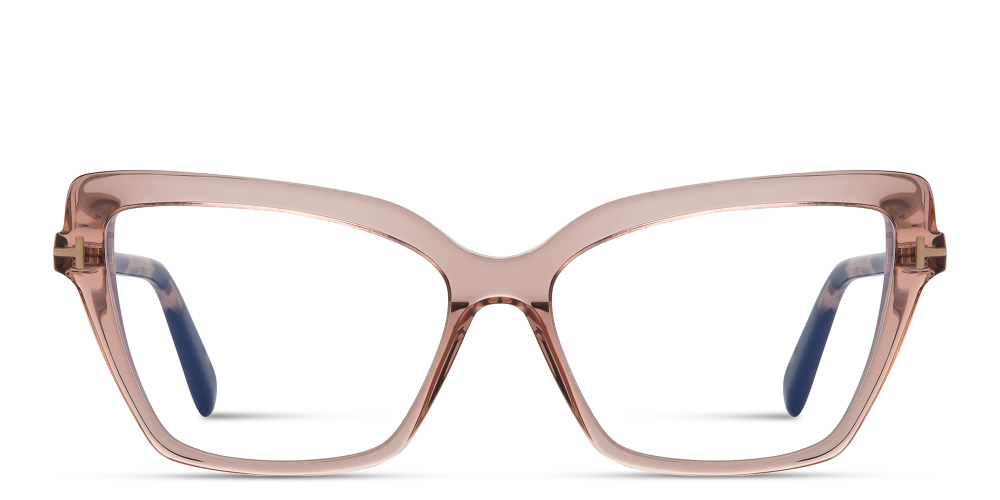 Shop TOM FORD Logo Wide Cat-Eye Eyeglasses in Shin Light Pink online.
