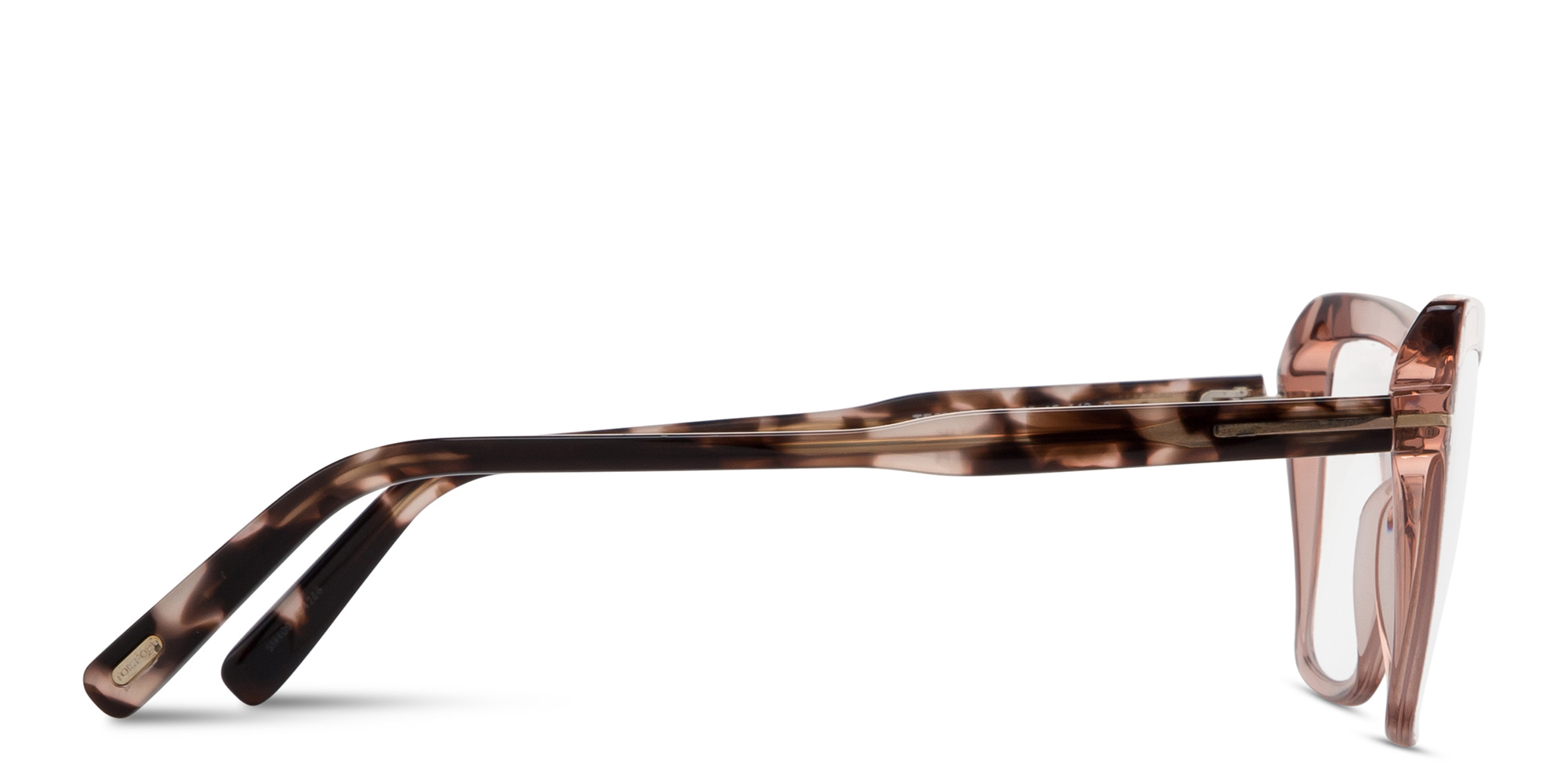 Shop TOM FORD Logo Wide Cat-Eye Eyeglasses in Shin Light Pink online.