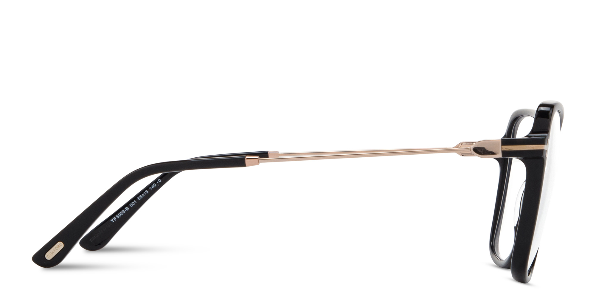 Shop TOM FORD Logo Wide Butterfly Eyeglasses in Shiny Black online.