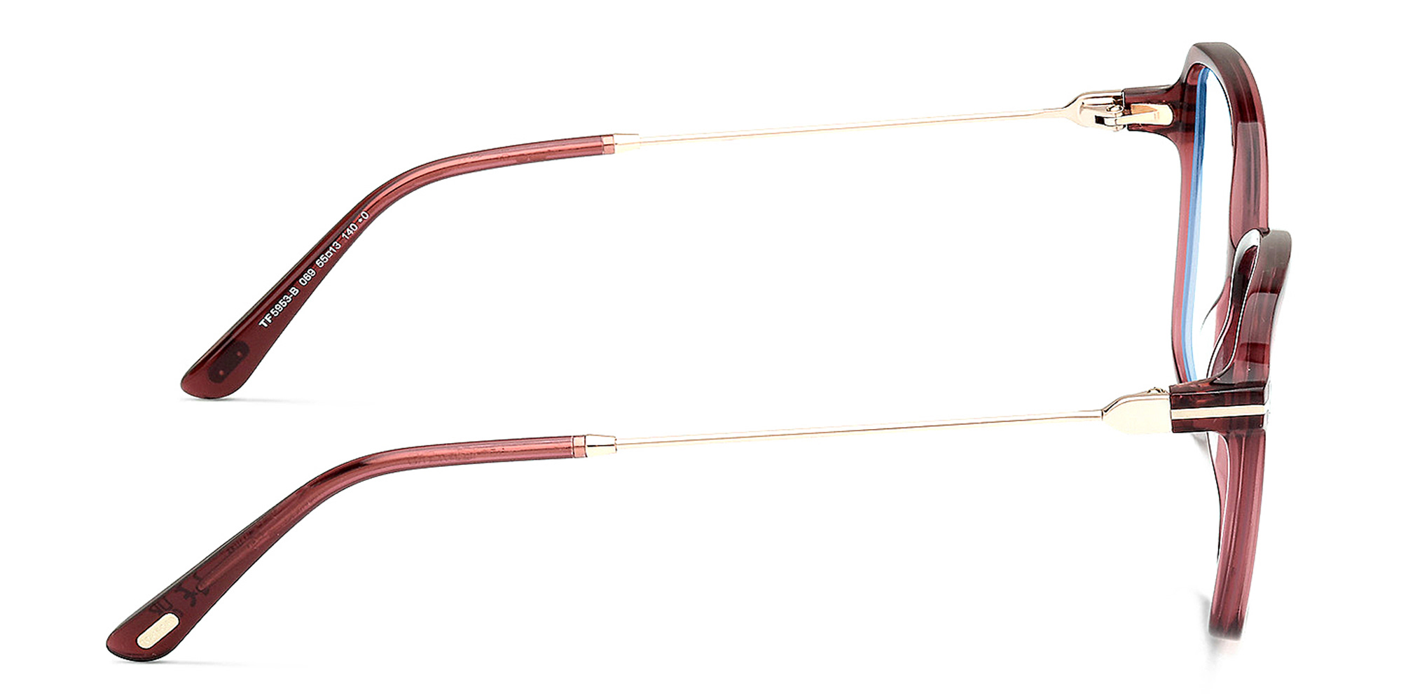 TOM FORD Logo Wide Butterfly Eyeglasses in Shiny Bordeaux – Product Photo 3