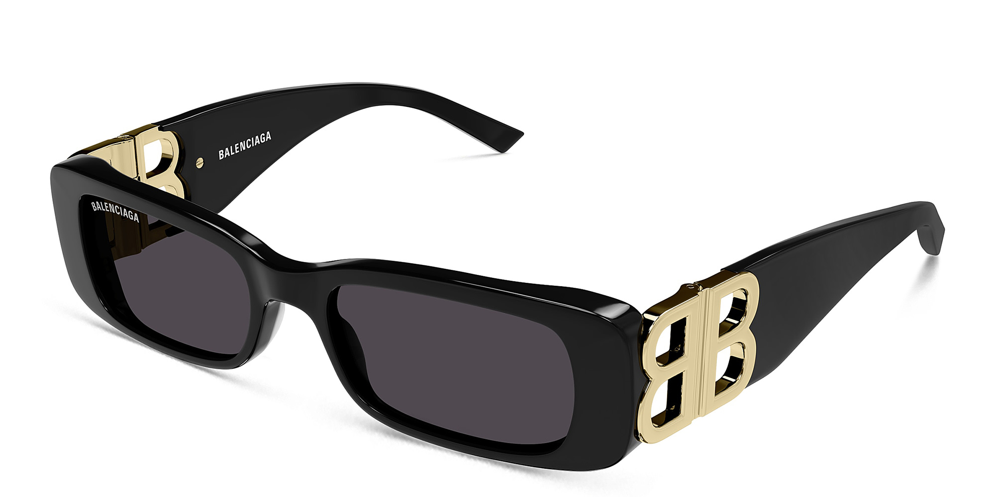 Shop BALENCIAGA Dynasty Rectangle Sunglasses in Black online.