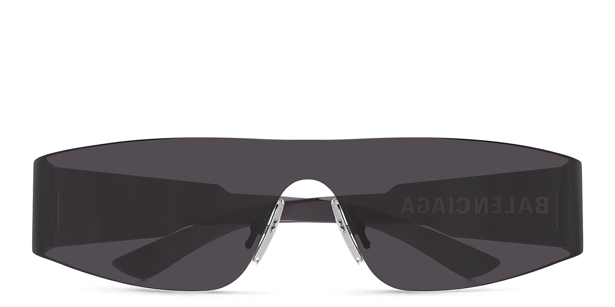 BALENCIAGA Mono Unisex Wide Rimless Rectangle Sunglasses in Grey – Product Photo 1