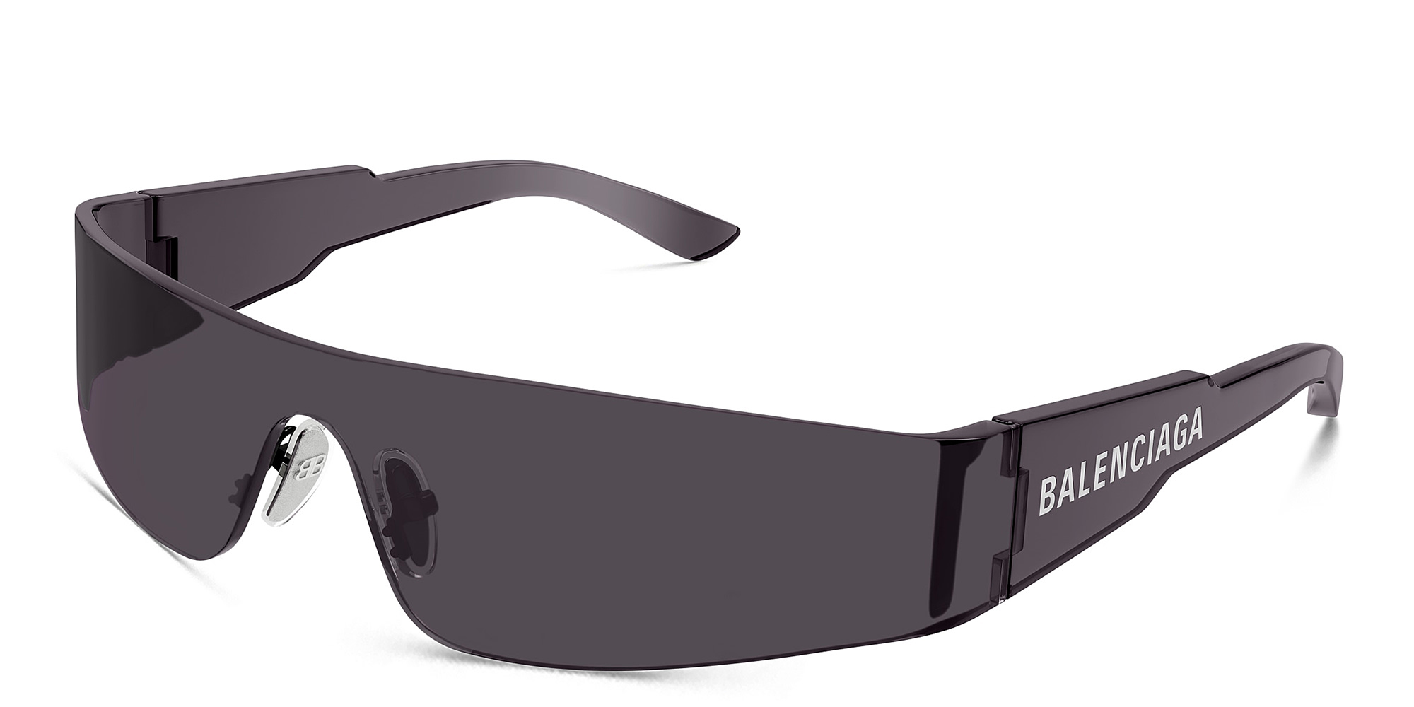 BALENCIAGA Mono Unisex Wide Rimless Rectangle Sunglasses in Grey – Product Photo 2
