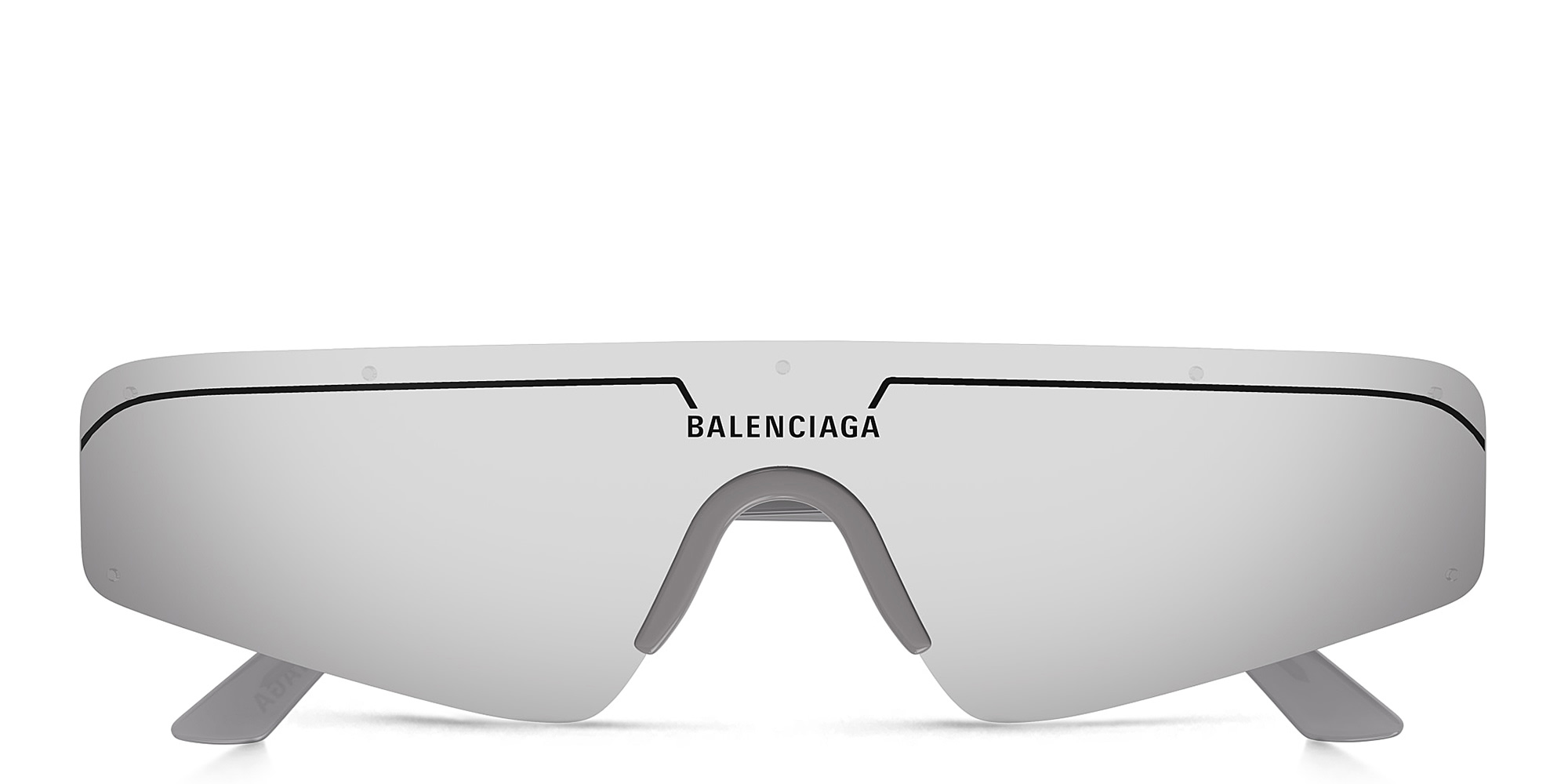BALENCIAGA Ski Unisex Wide Rimless Mask Sunglasses in Grey – Product Photo 1