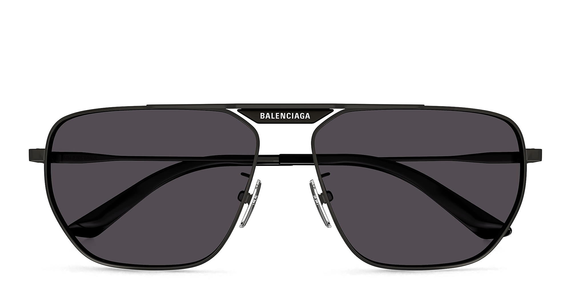 Shop BALENCIAGA Tag 2.0 Aviator Sunglasses in Gunmetal online.