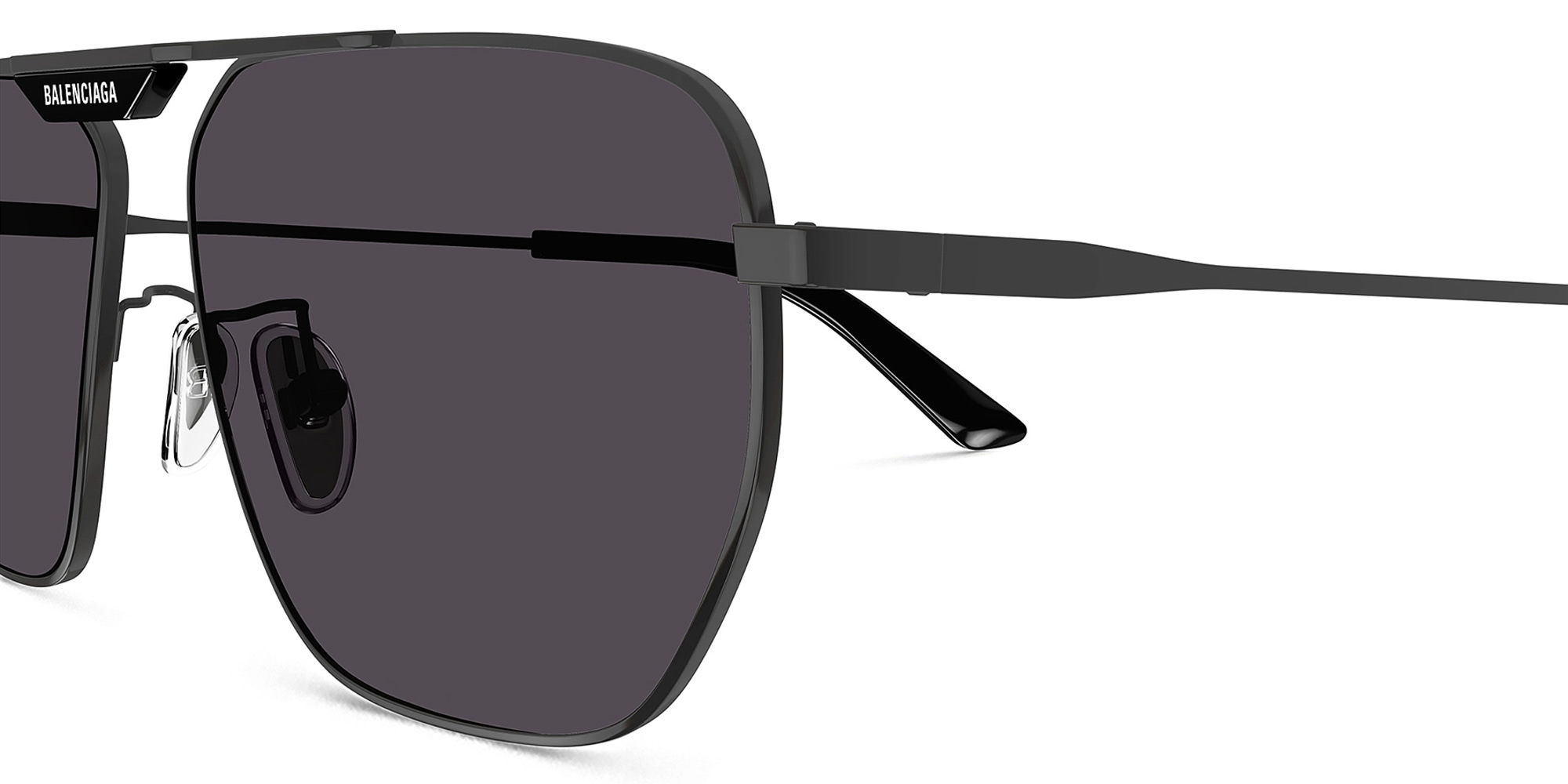 Shop BALENCIAGA Tag 2.0 Aviator Sunglasses in Gunmetal online.