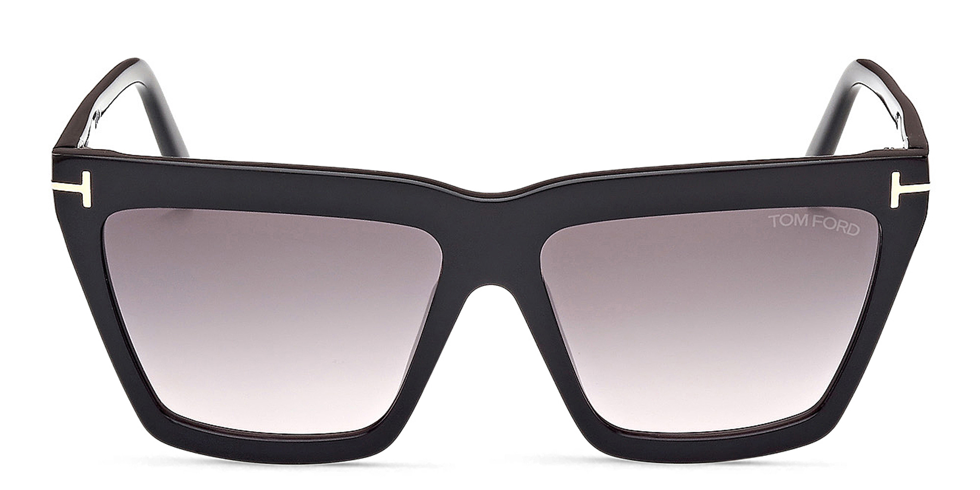 Shop TOM FORD Eden Irregular Sunglasses in Shiny Black online.
