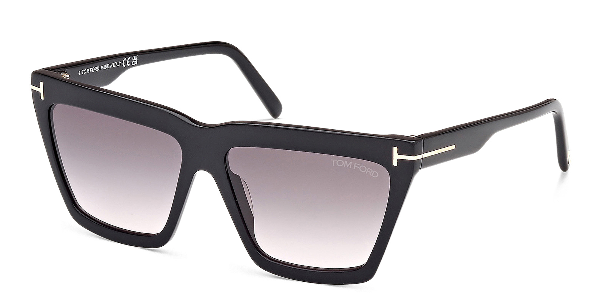 Shop TOM FORD Eden Irregular Sunglasses in Shiny Black online.