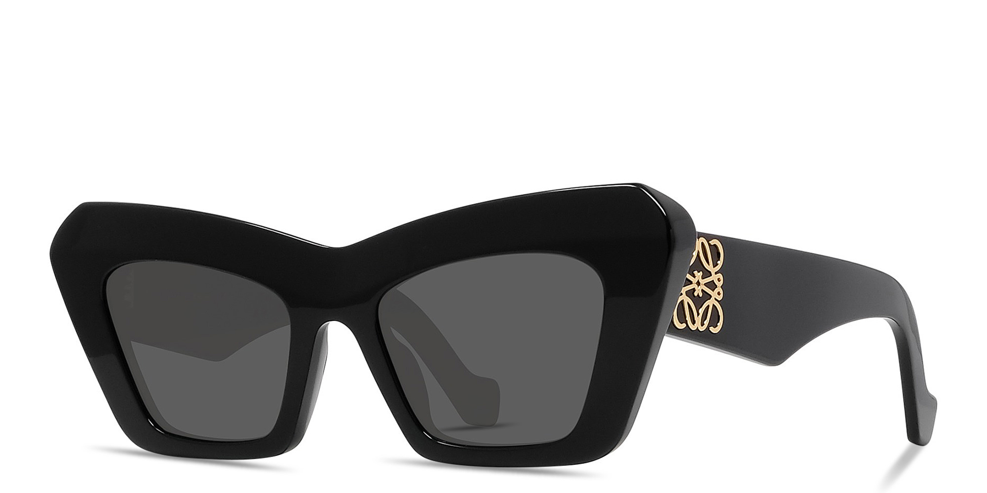 Shop LOEWE Anagram Black Cat-Eye Sunglasses in Black online.