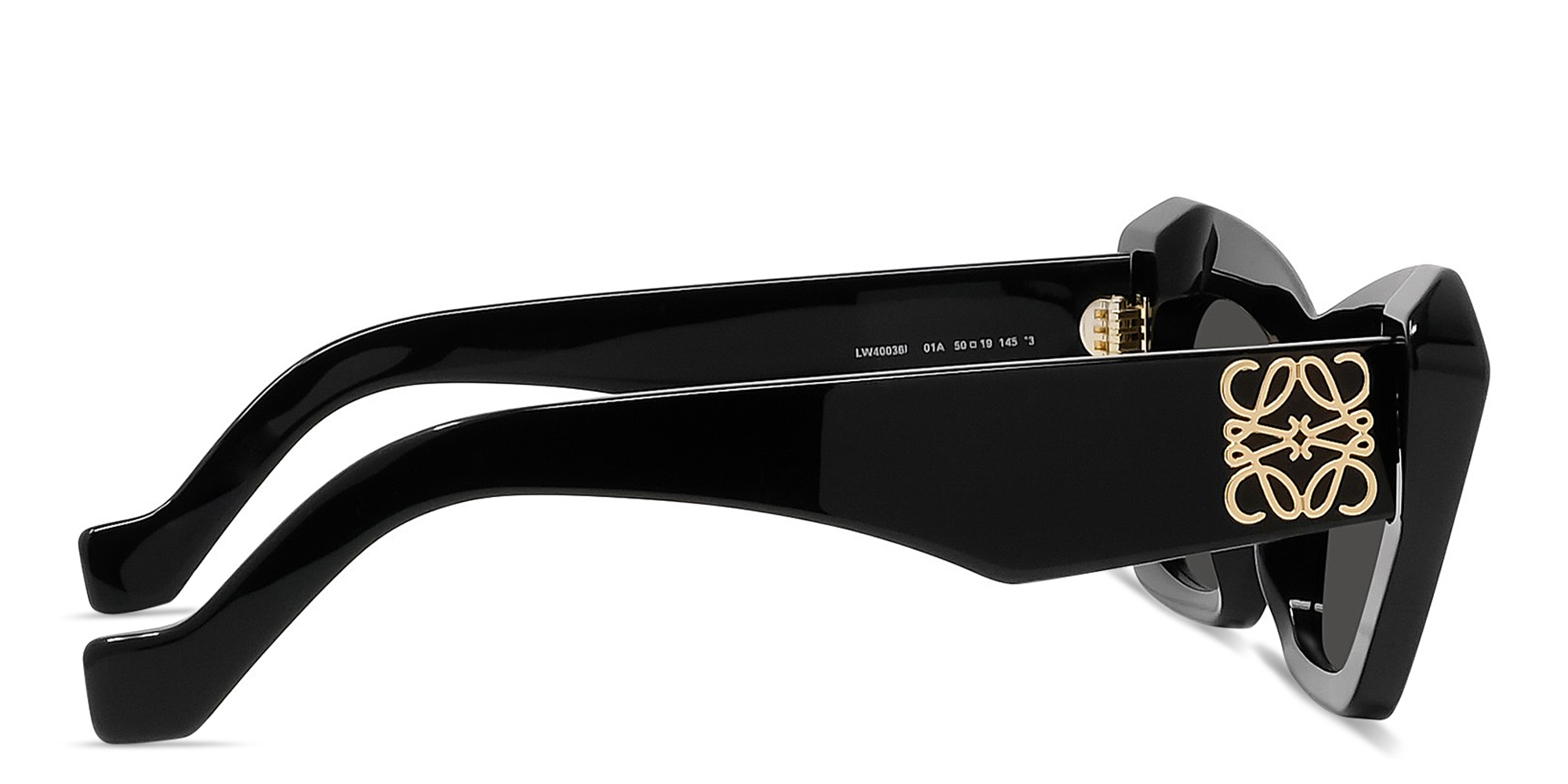 Shop LOEWE Anagram Black Cat-Eye Sunglasses in Black online.