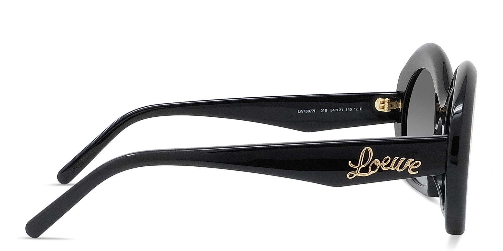 LOEWE Curvy Black Round Sunglasses in Black – Product Photo 3