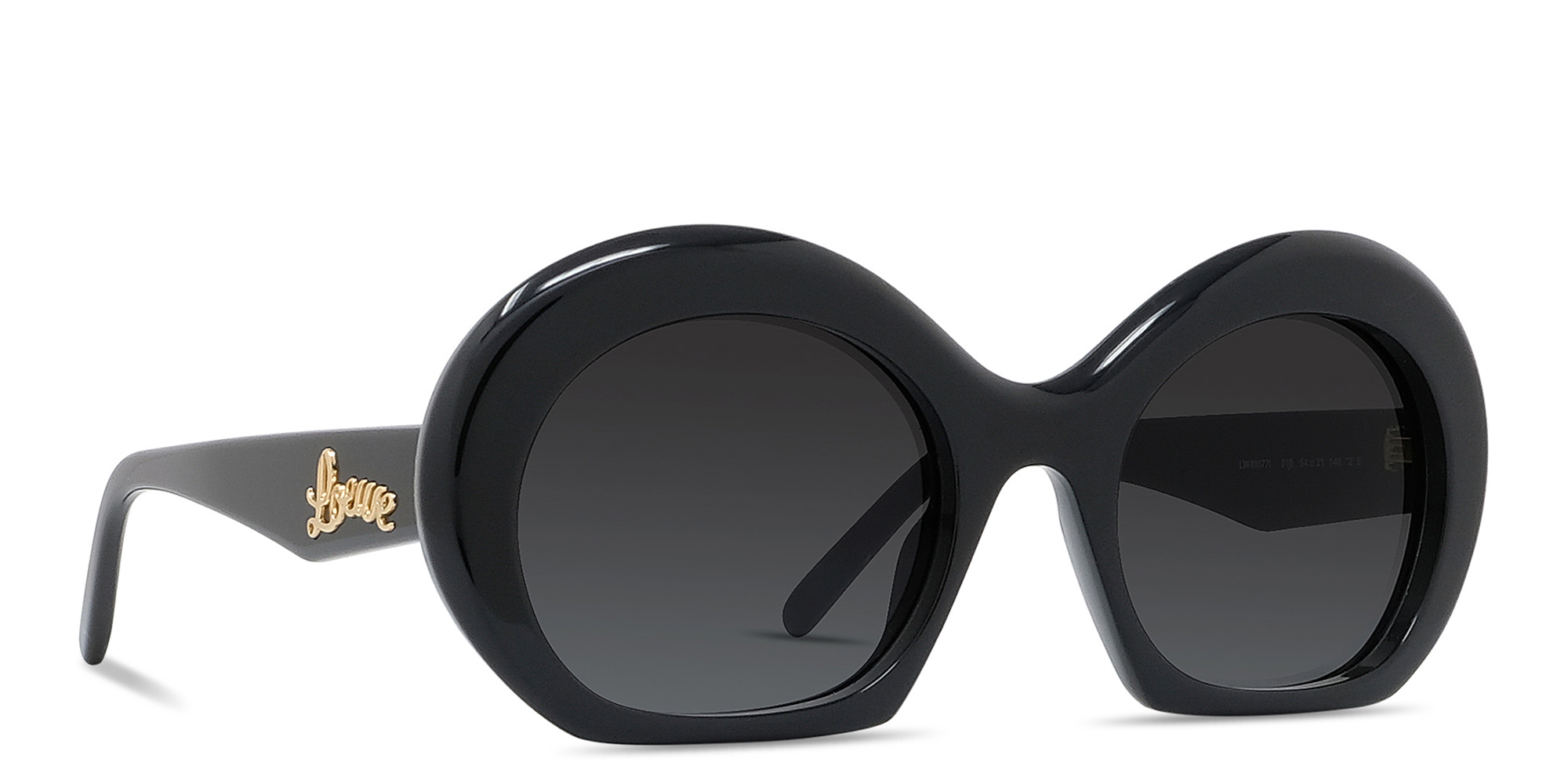 LOEWE Curvy Black Round Sunglasses in Black – Product Photo 4