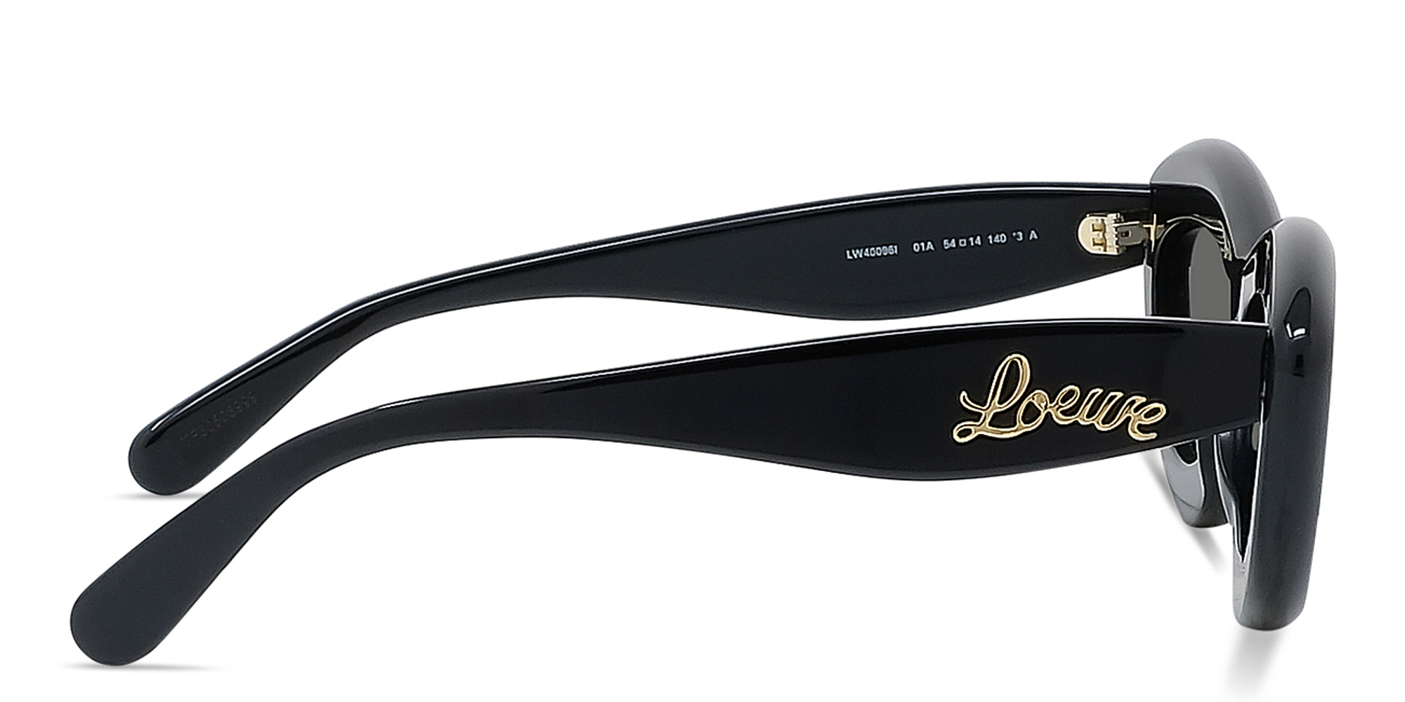 LOEWE Curvy Black Cat-Eye Sunglasses in Black – Product Photo 3