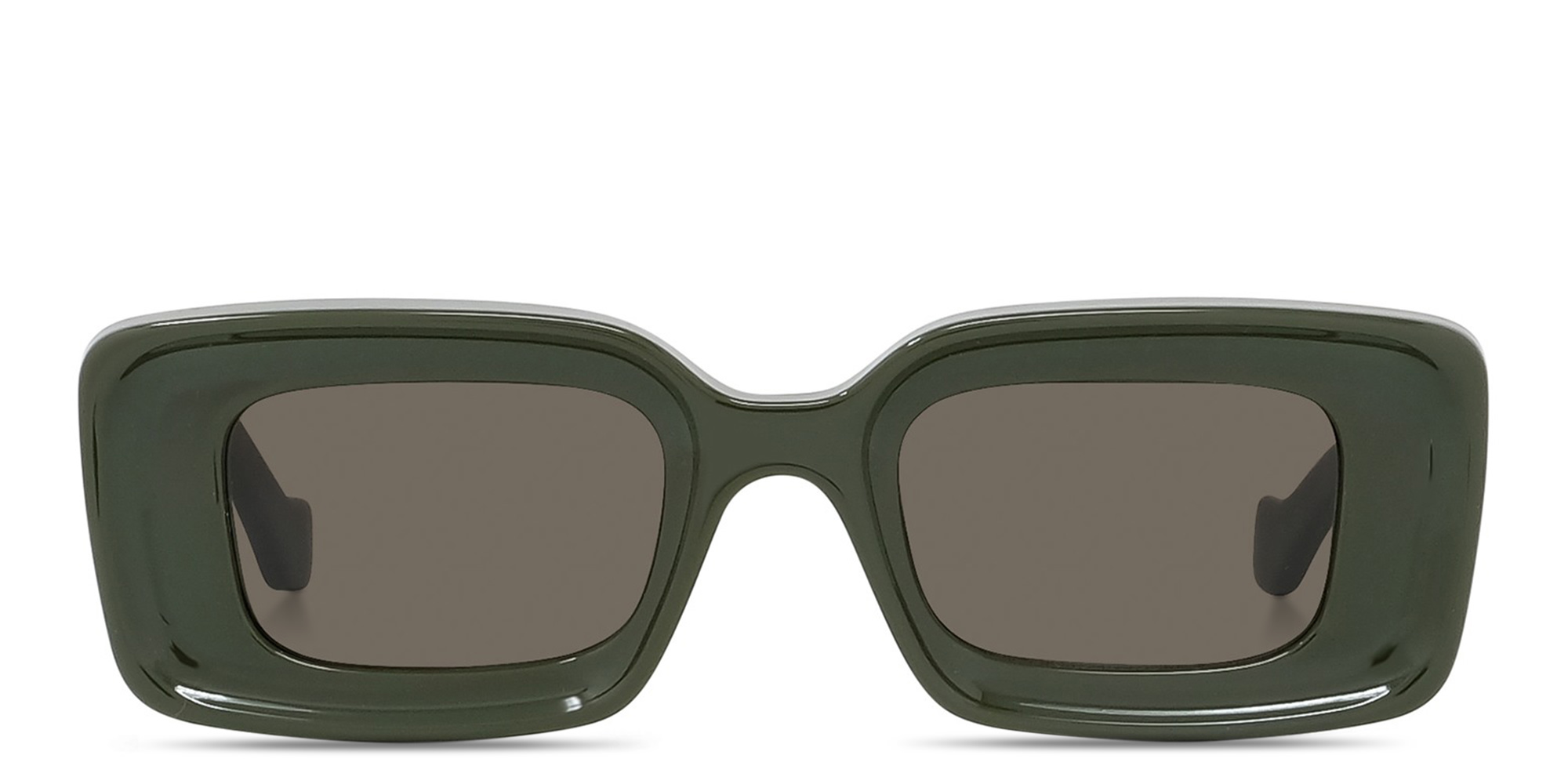 نظارات شمسية خضراء مستطيلة بشعار أناغرام من لويفي بلون كاكي - صورة المنتج 1