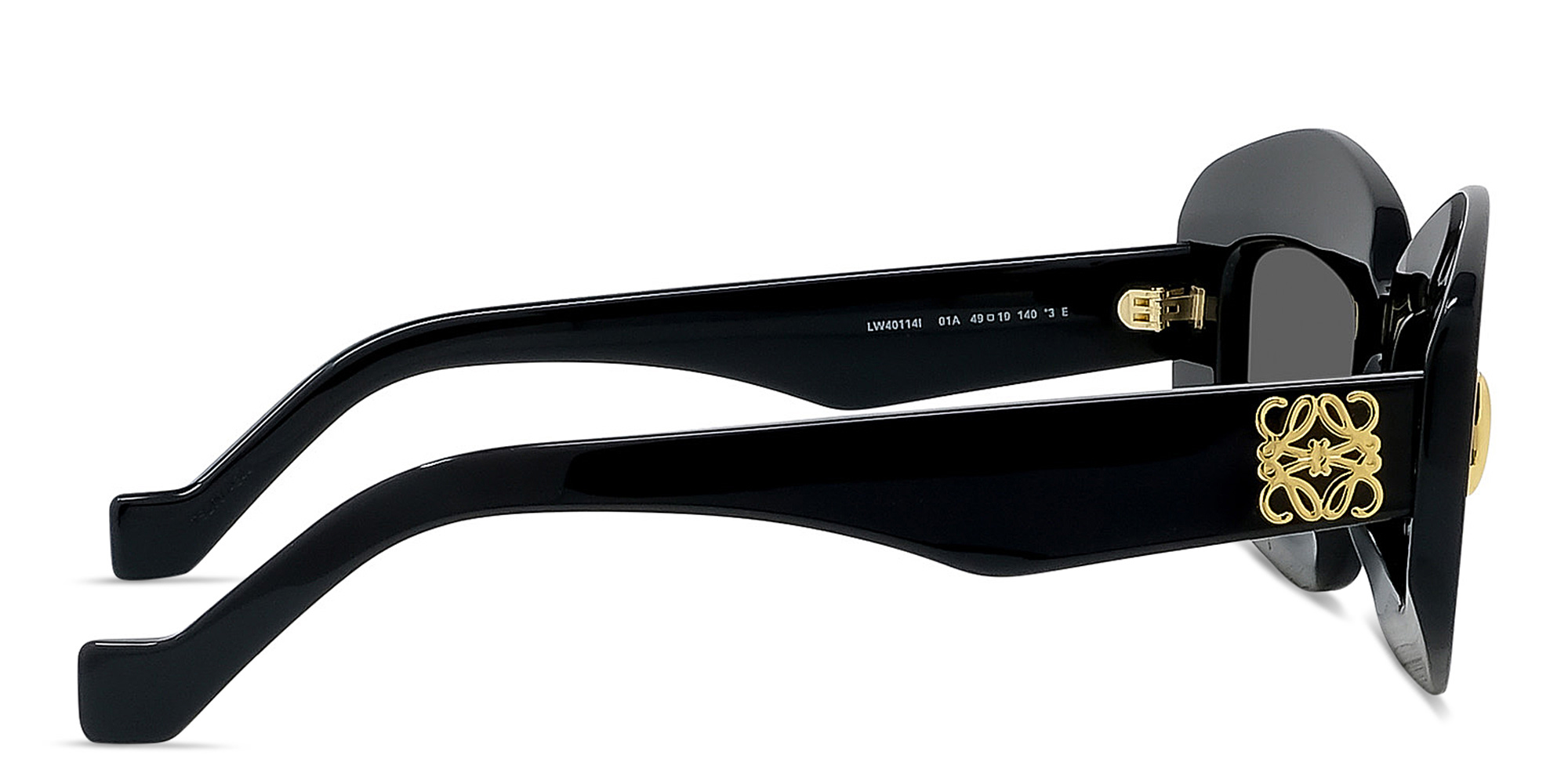 LOEWE Anagram Black Rectangular Sunglasses in Solid Black – Product Photo 3