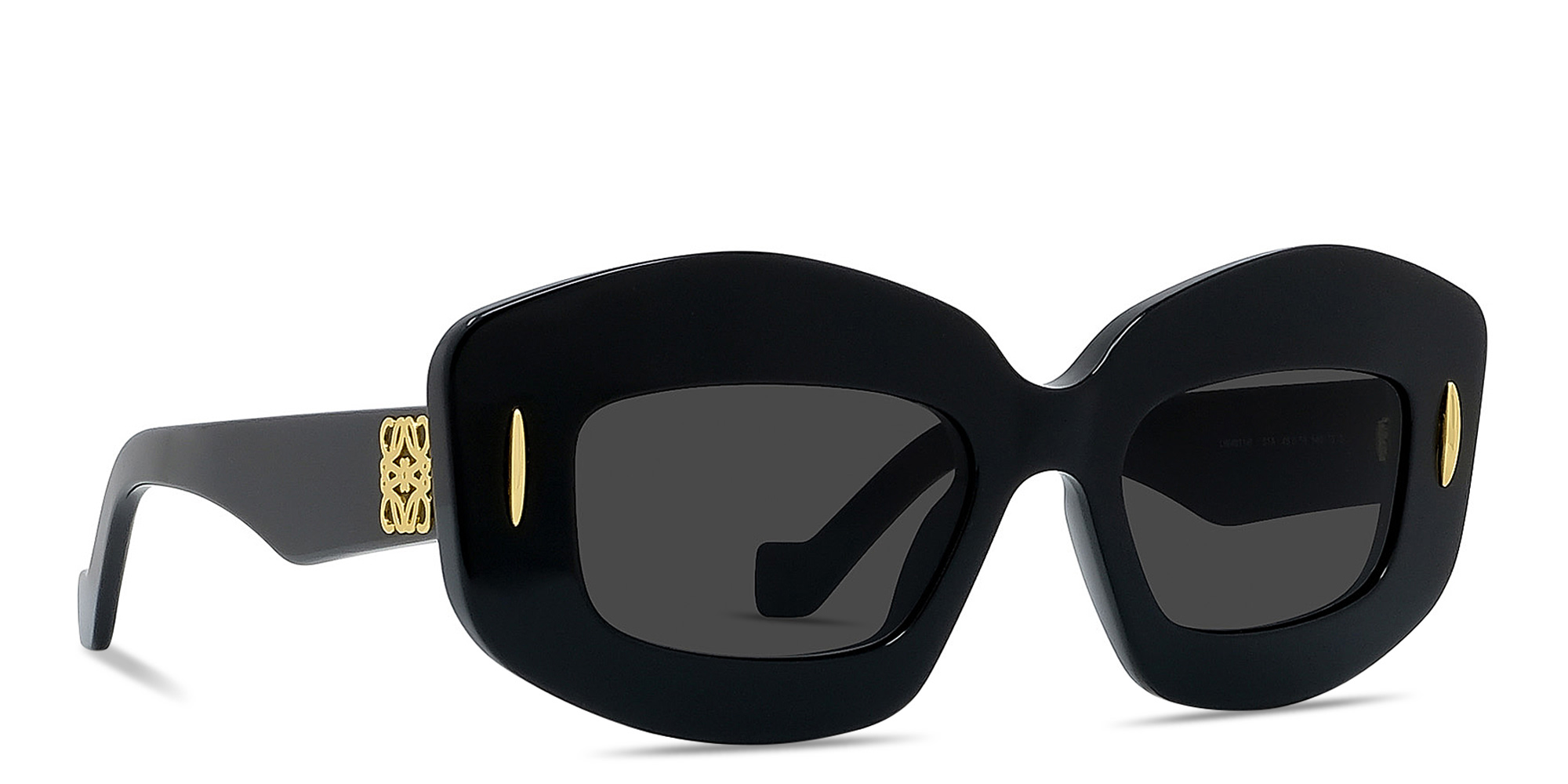 LOEWE Anagram Black Rectangular Sunglasses in Solid Black – Product Photo 4