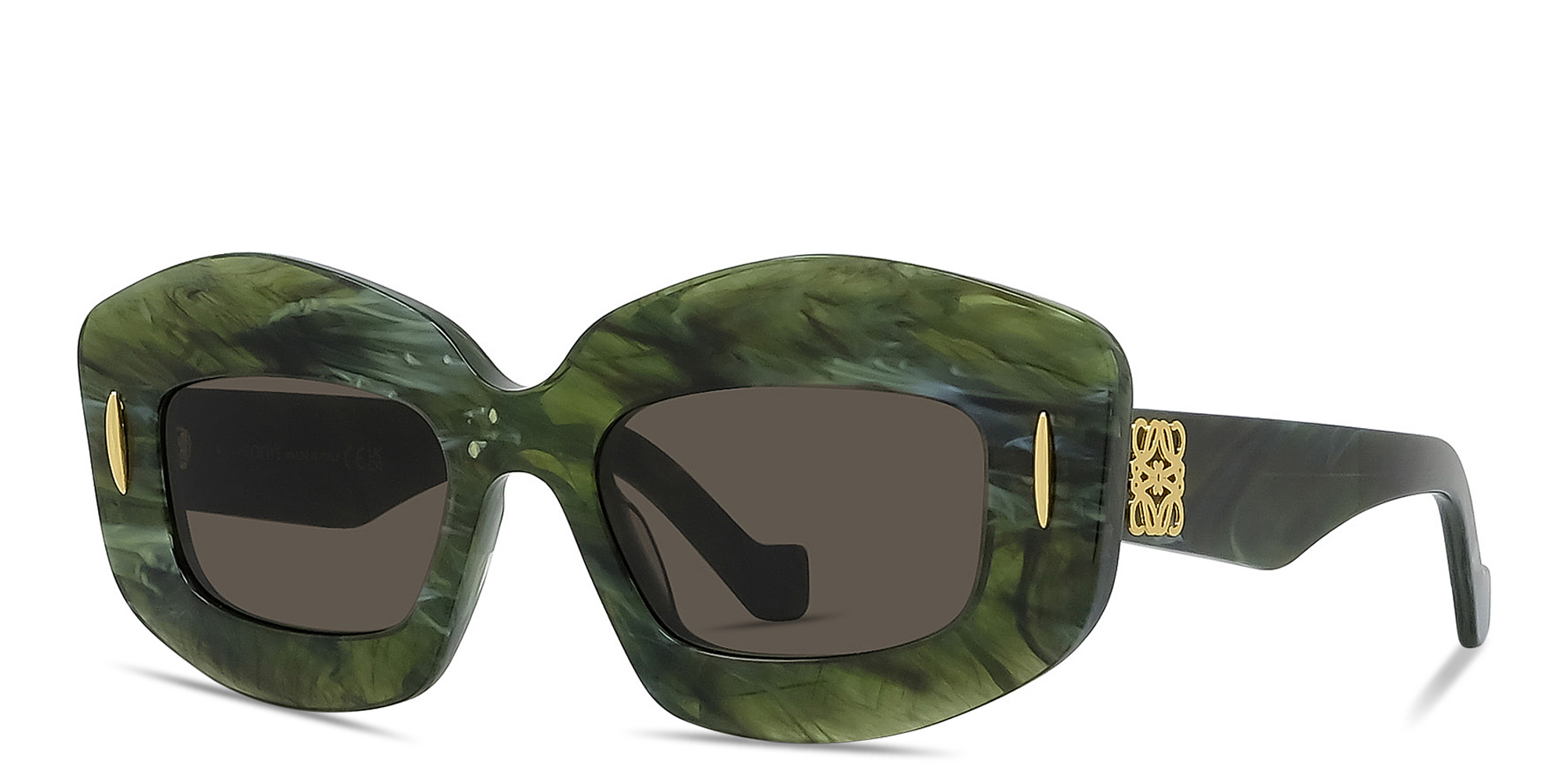 LOEWE Anagram Green Rectangular Sunglasses in Green Marble – Product Photo 2