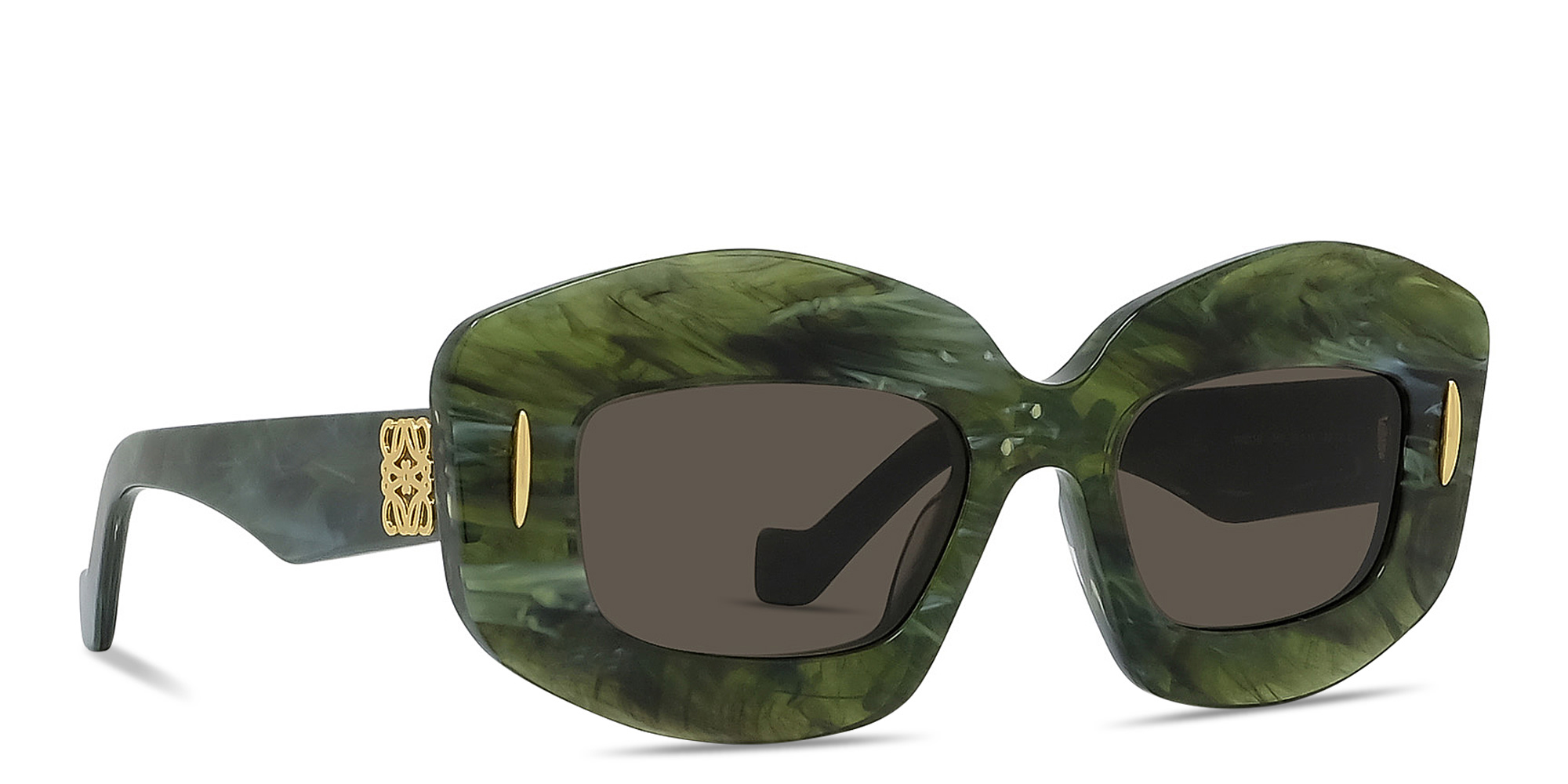 LOEWE Anagram Green Rectangular Sunglasses in Green Marble – Product Photo 4