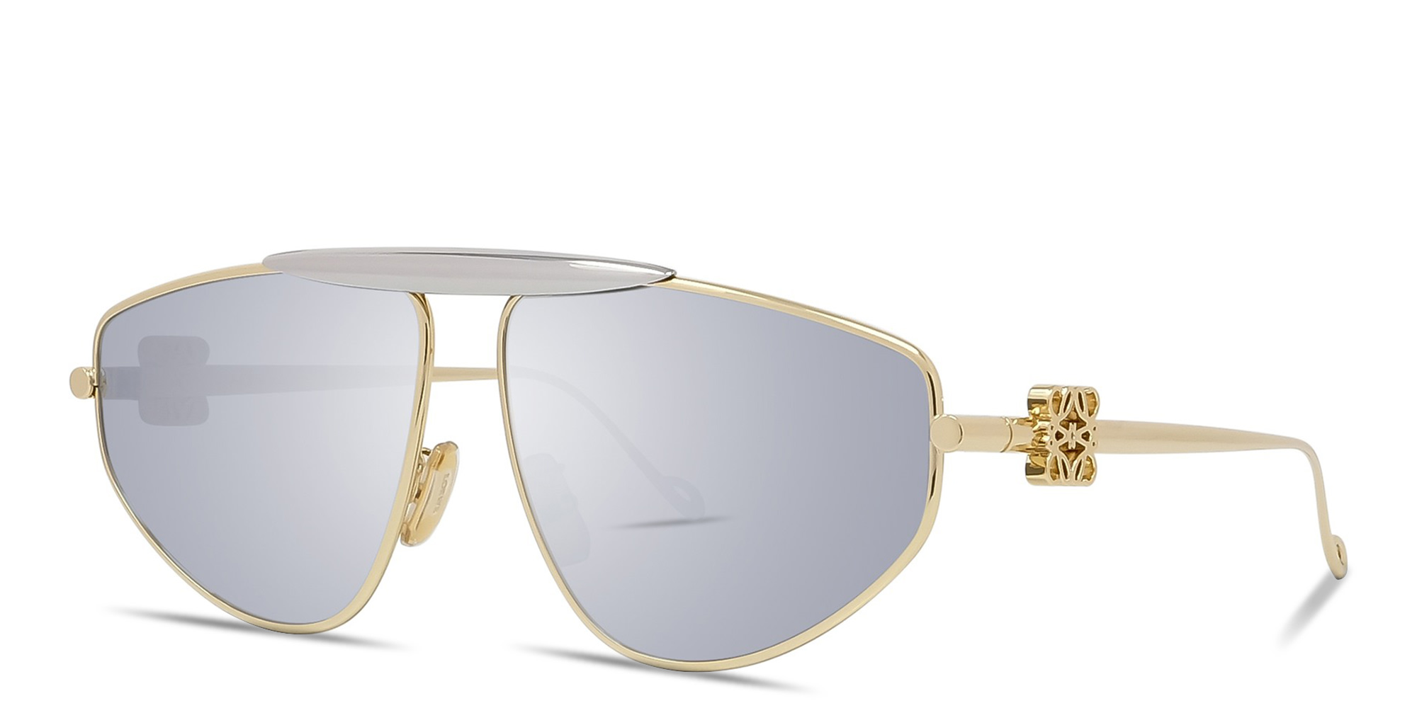 Shop LOEWE Anagram Yellow Pilot Sunglasses in Gold online.