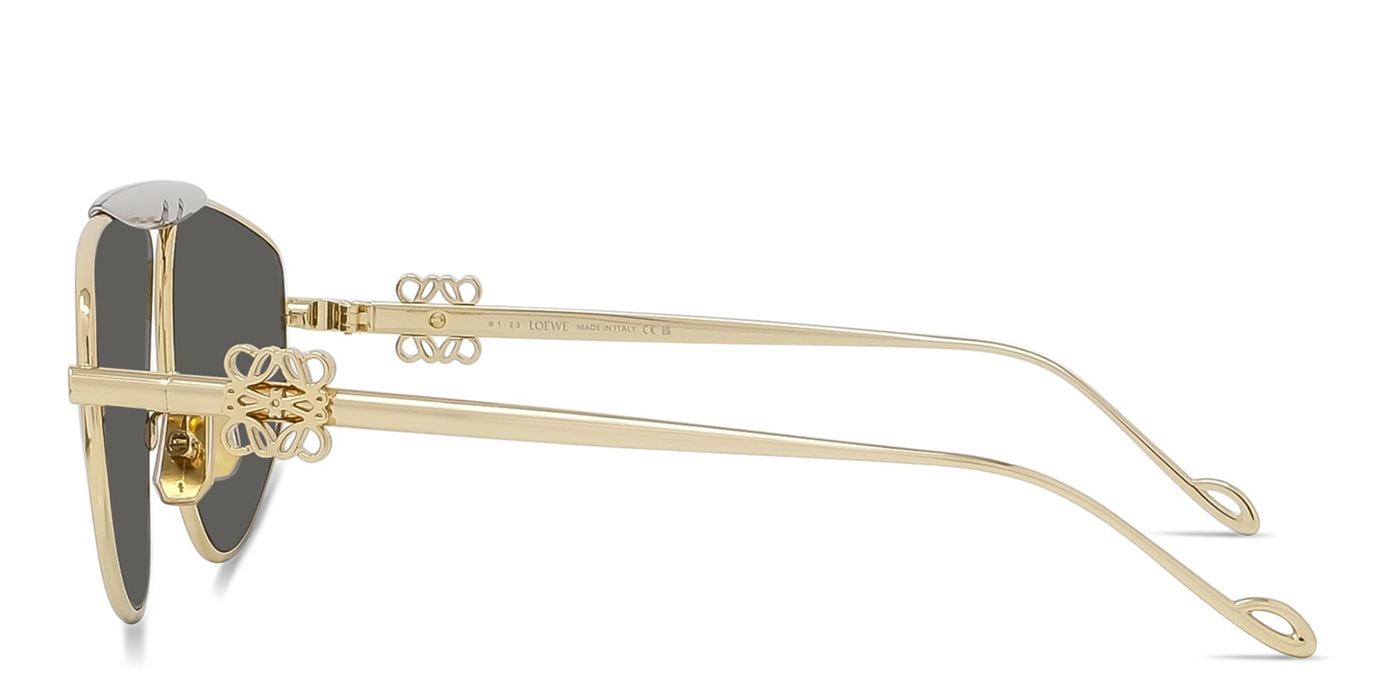 Shop LOEWE Anagram Yellow Pilot Sunglasses in Gold online.