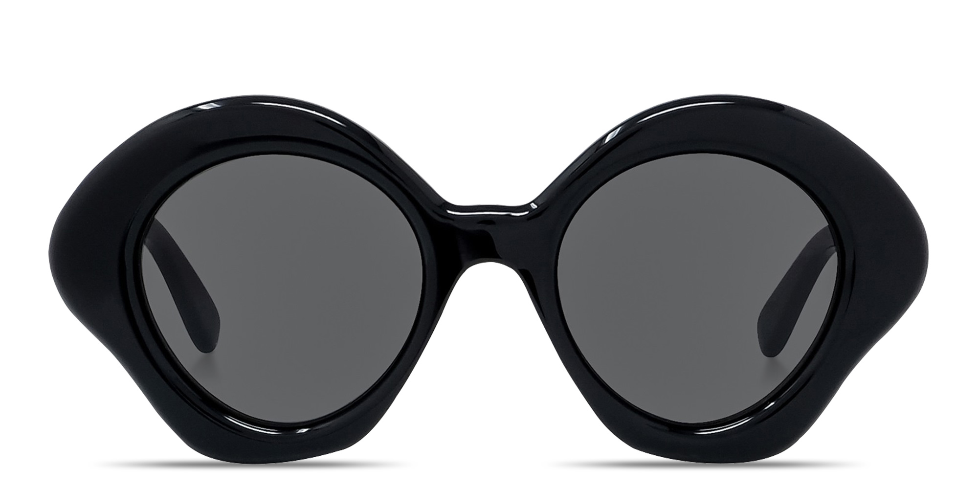 Shop LOEWE Curvy Black Irregular Sunglasses in Black online.