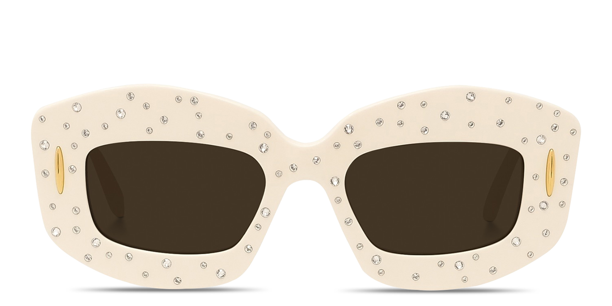 Shop LOEWE Anagram White Rectangular Sunglasses in Solid ivory online.