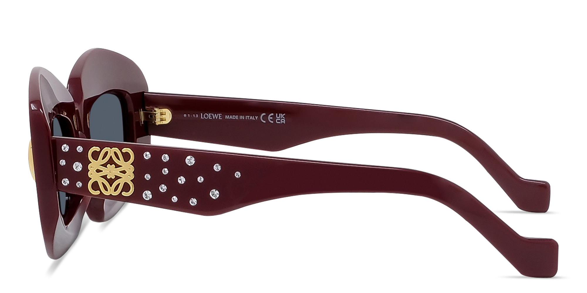 LOEWE Anagram Red Rectangular Sunglasses in Solid bordeaux – Product Photo 3