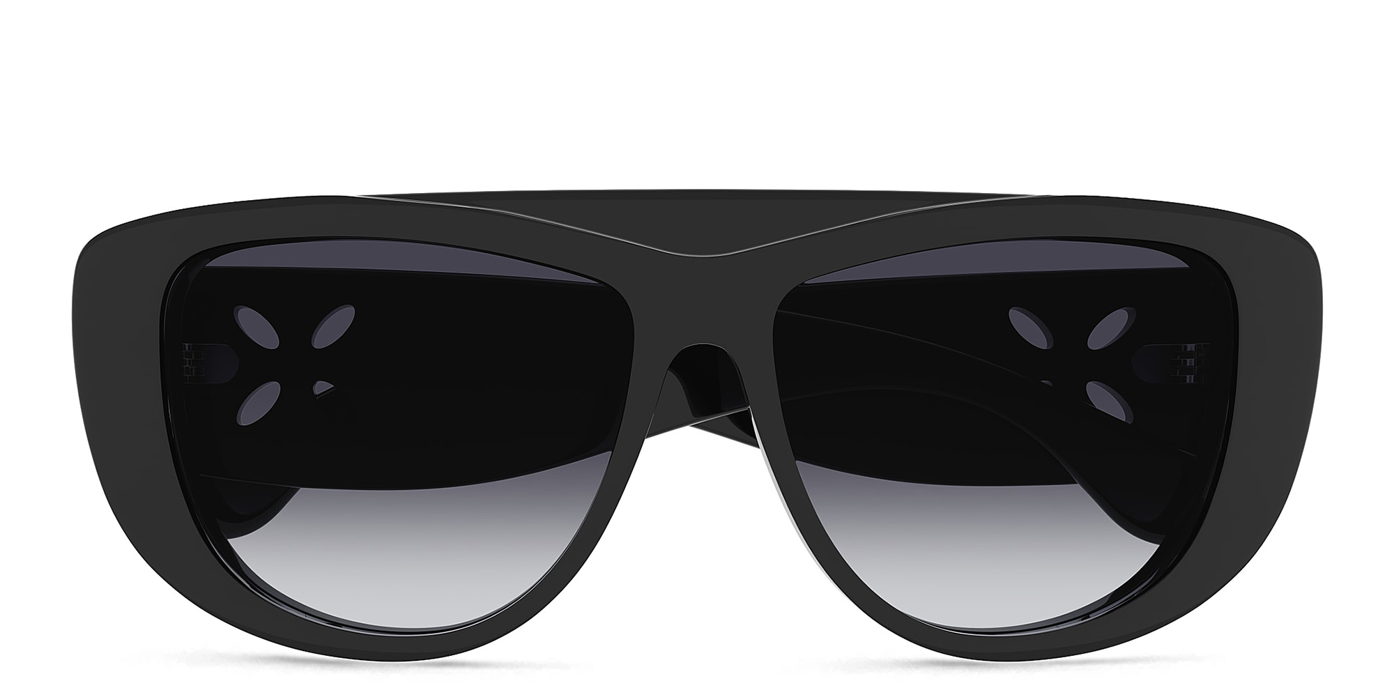 Shop ALAIA Petal Cut-Out Cat-Eye Sunglasses in Black online.