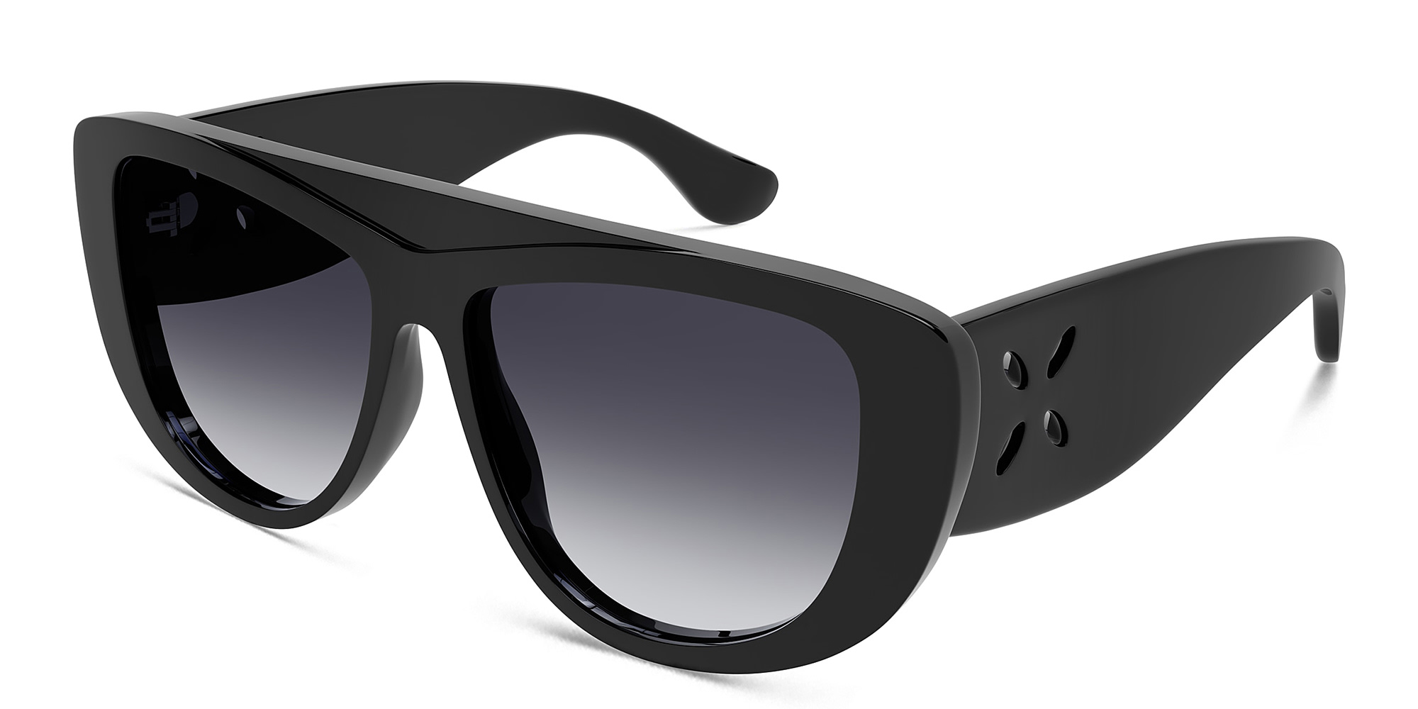 Shop ALAIA Petal Cut-Out Cat-Eye Sunglasses in Black online.