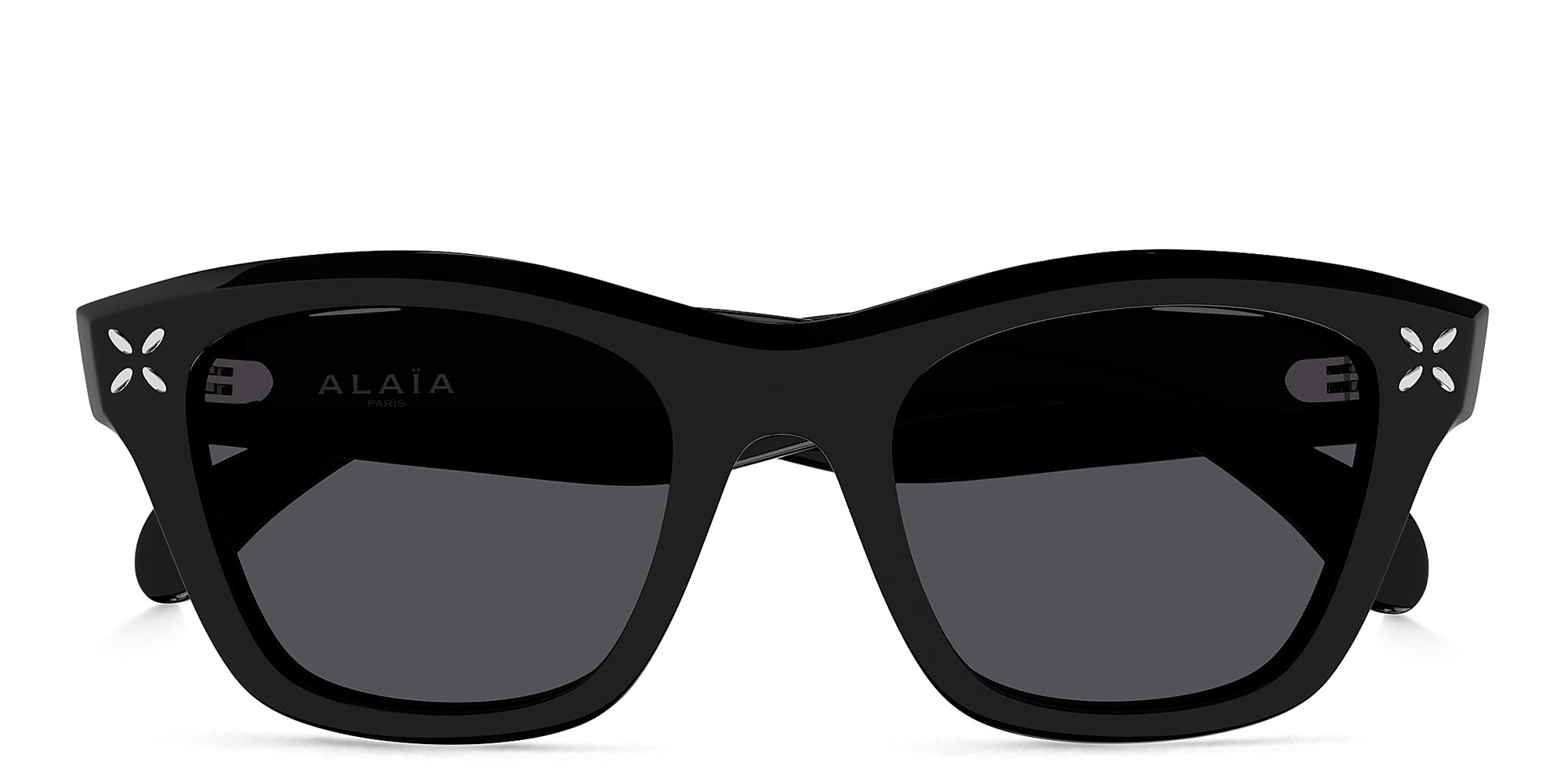 Shop ALAIA Petal-Embellished Square Sunglasses in Black online.