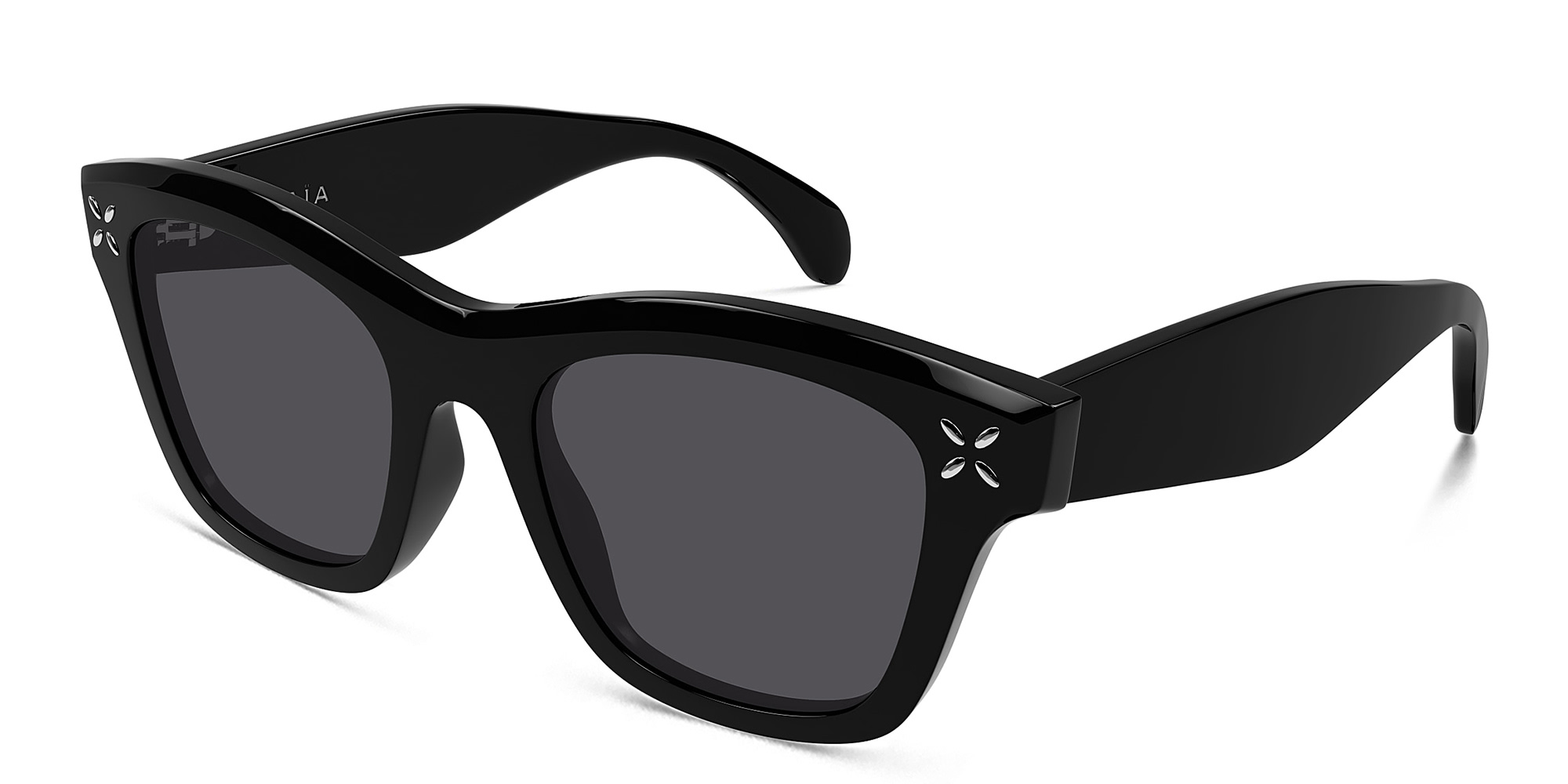 Shop ALAIA Petal-Embellished Square Sunglasses in Black online.
