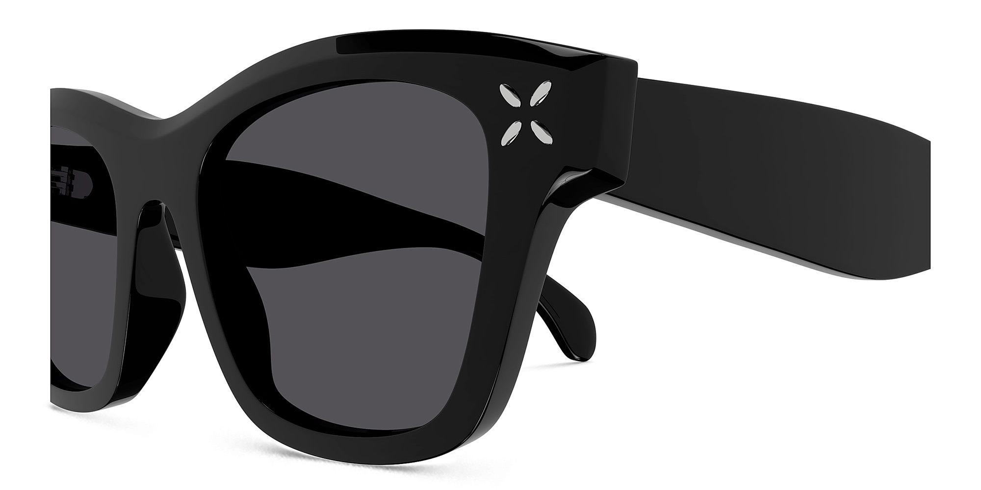 Shop ALAIA Petal-Embellished Square Sunglasses in Black online.