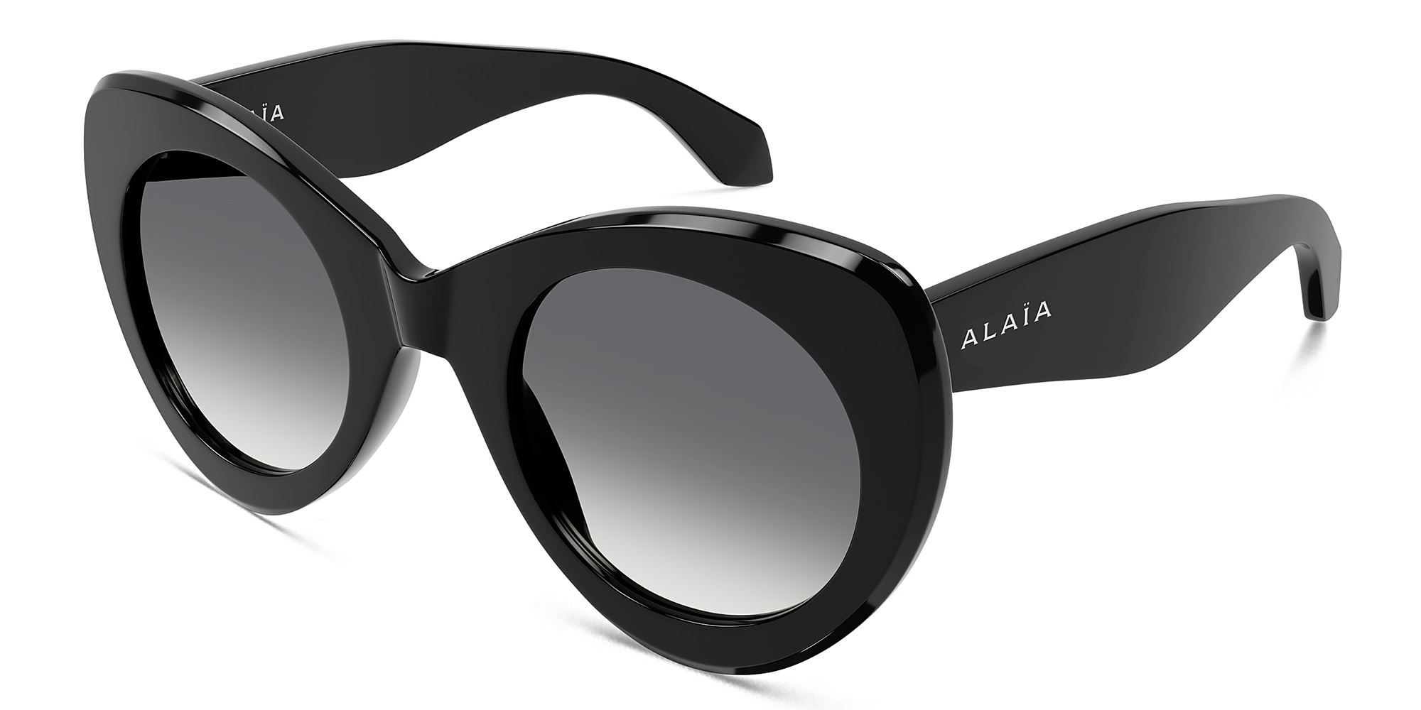 ALAIA Logo Oversized Cat-Eye Sunglasses in Black – Product Photo 2