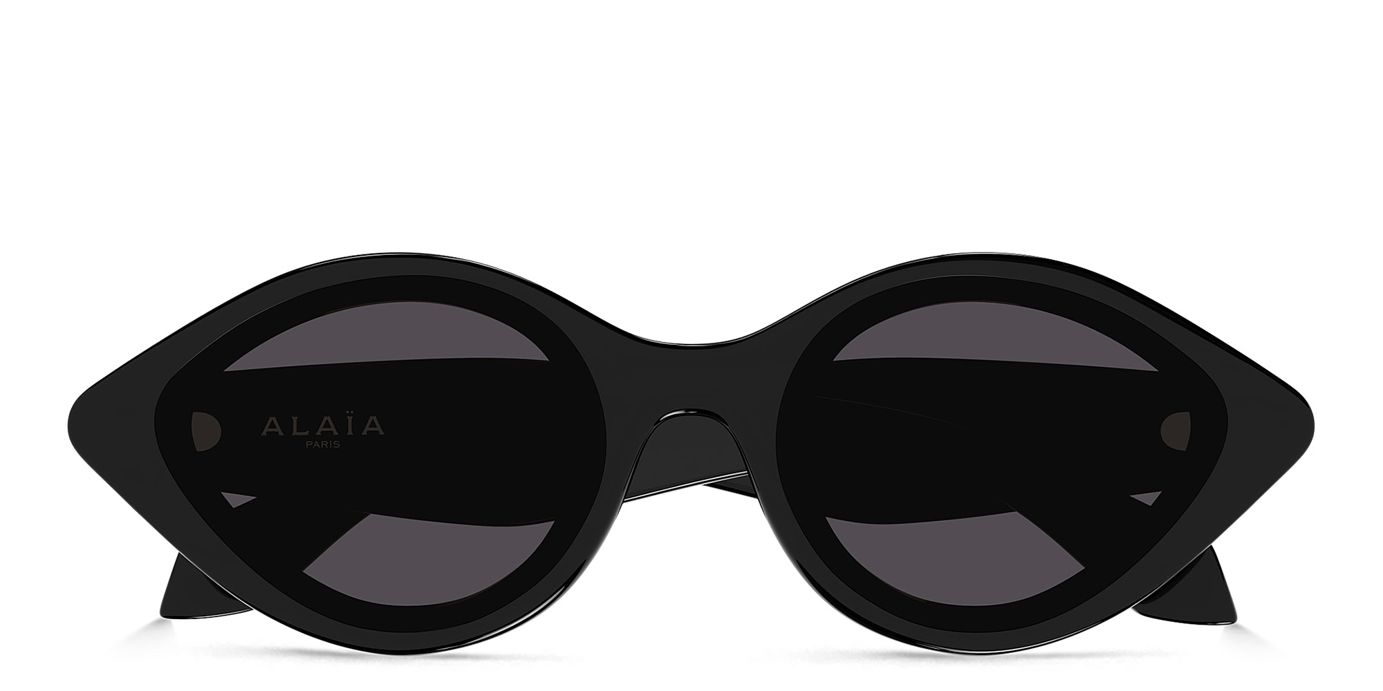 Shop ALAIA Logo Round Sunglasses in Black online.