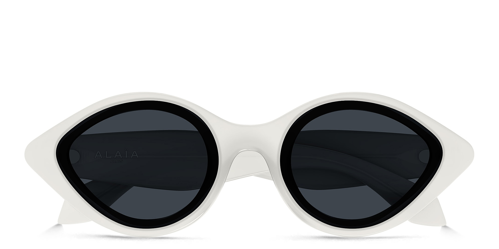 ALAIA Logo Round Sunglasses in White – Product Photo 1
