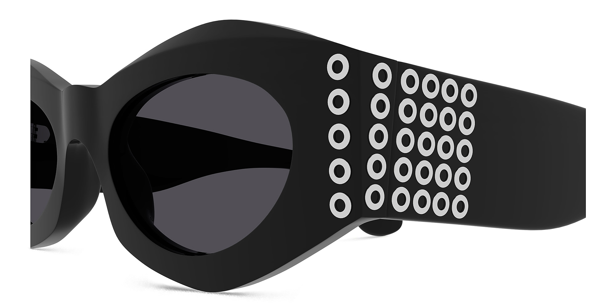 Shop ALAIA Eyelet-Embellished Cat-Eye Sunglasses in Black online.