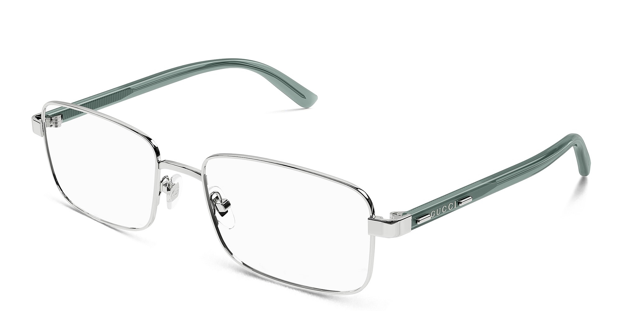 نظارات طبية جي جي لاين بإطار مستطيل واسع من غوتشي بلون فضي - صورة المنتج 2