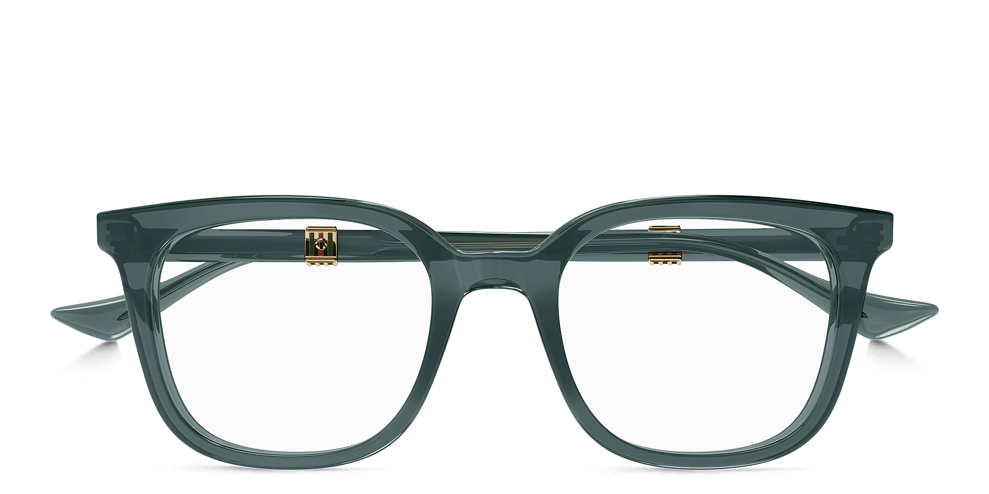 Shop GUCCI Running Web Square Eyeglasses in Green online.