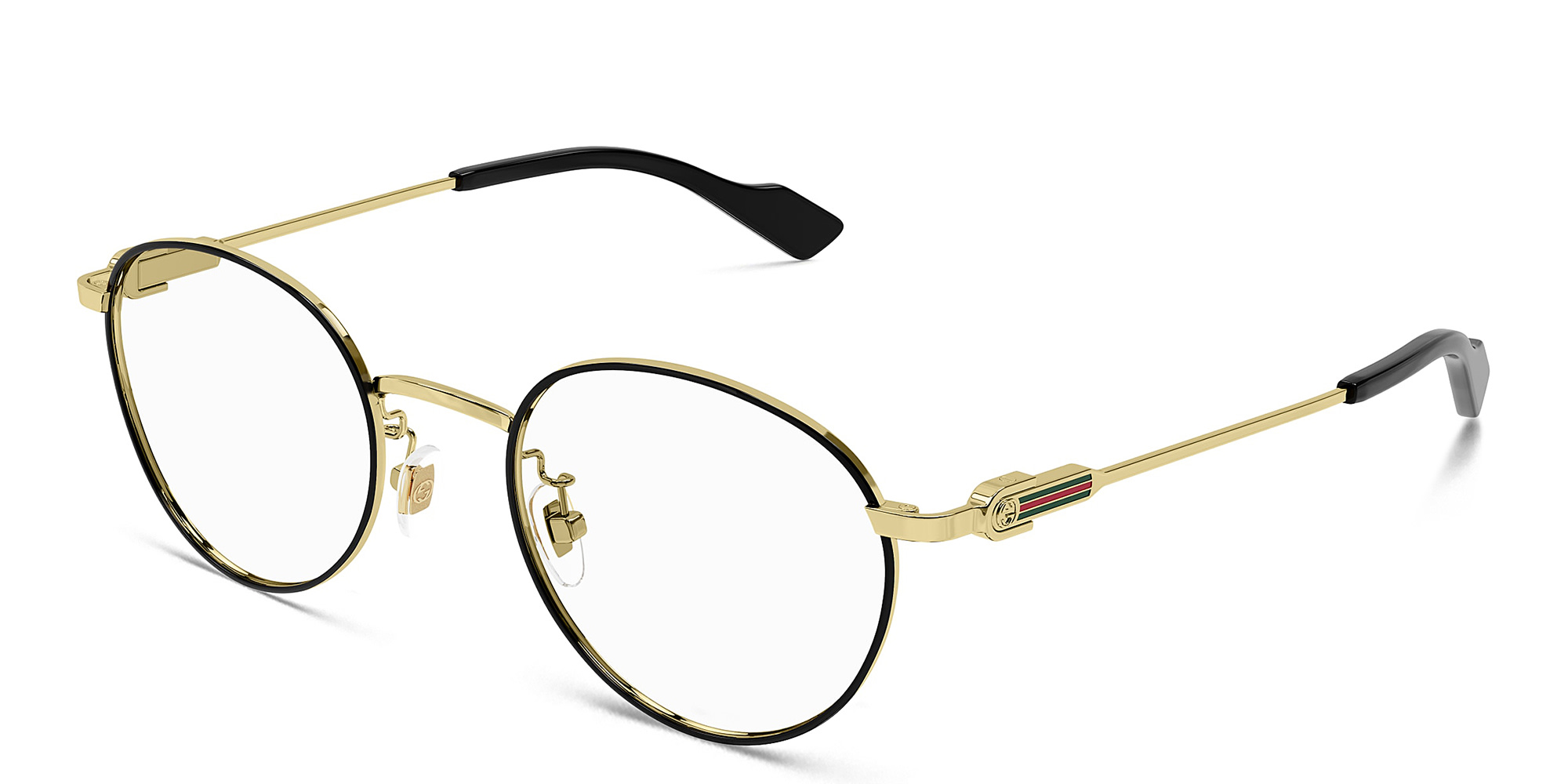Shop GUCCI Gucci 125th Street Round Eyeglasses in Gold online.