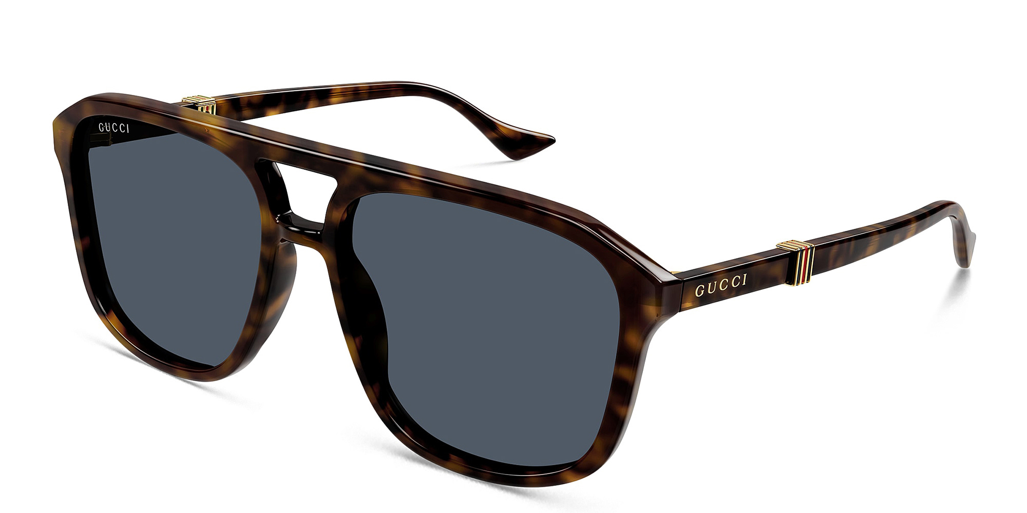 Shop GUCCI Running Web Aviator Sunglasses in Havana online.