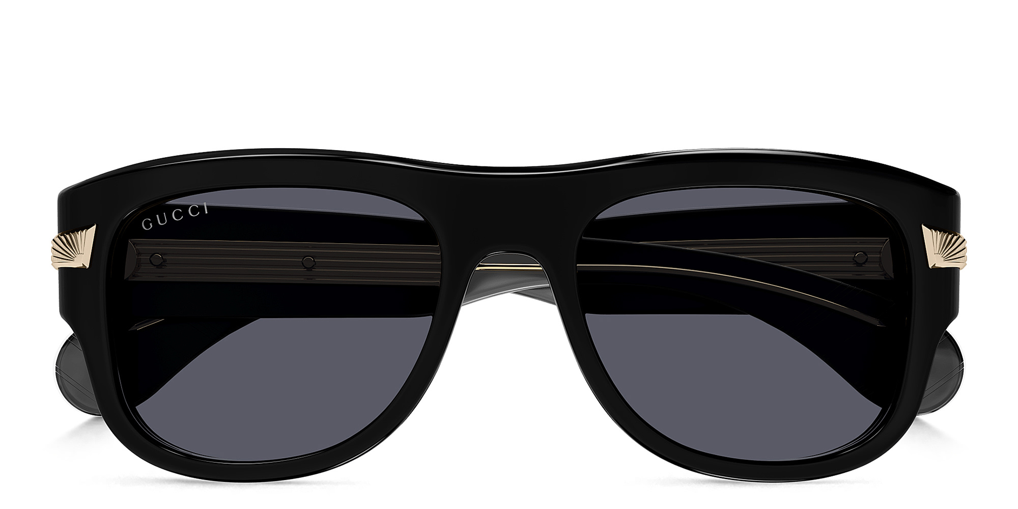 Shop GUCCI New York 30’S Rectangle Sunglasses in Black online.