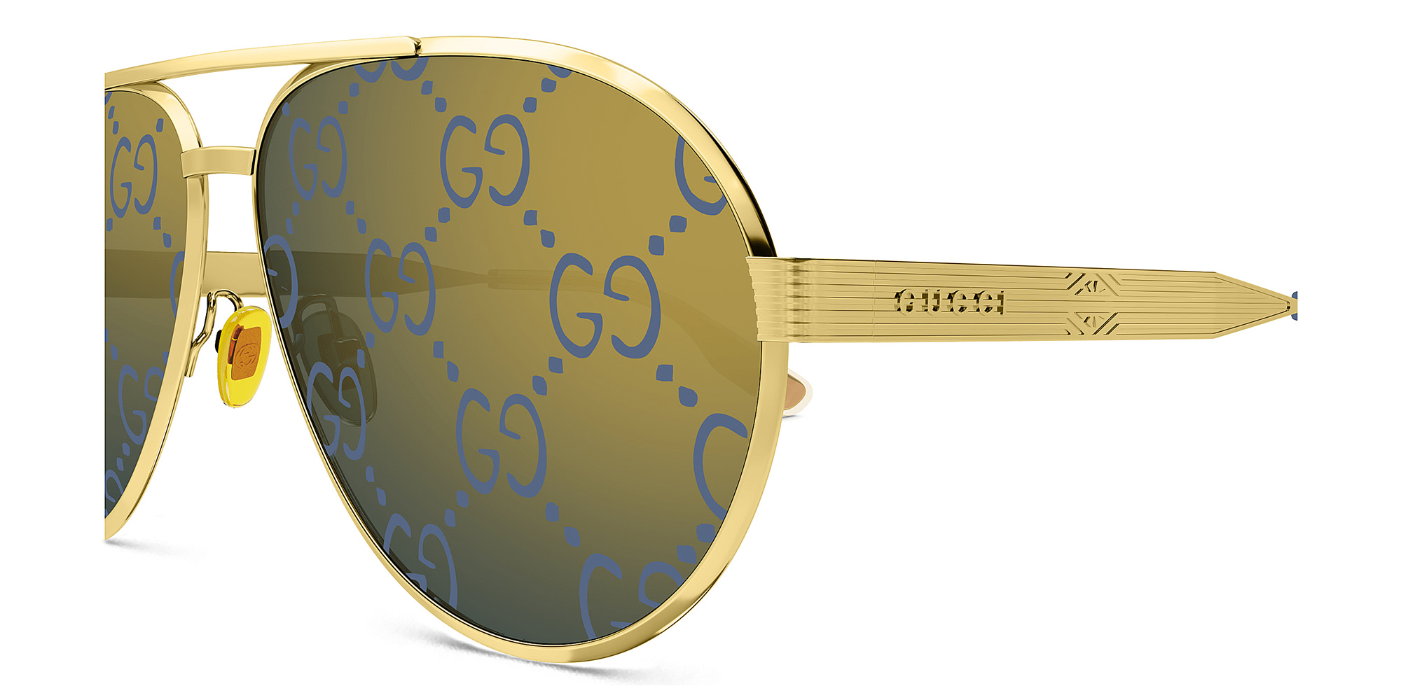 Shop GUCCI Port Royale Aviator Sunglasses in Gold online.