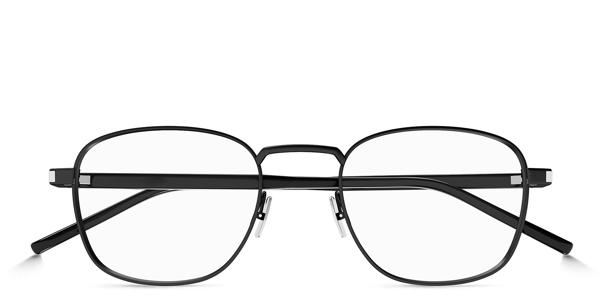Shop SAINT LAURENT Naked Wire Core Unisex Rectangle Eyeglasses in Black online.