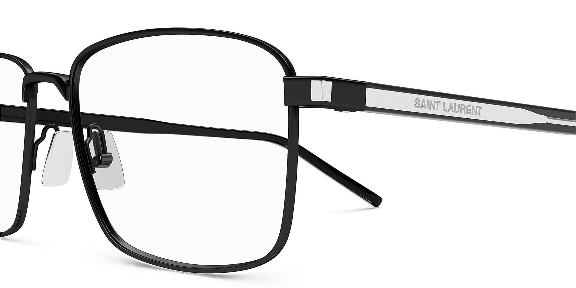 SAINT LAURENT Naked Wire Core Unisex Wide Rectangle Eyeglasses in Black – Product Photo 3